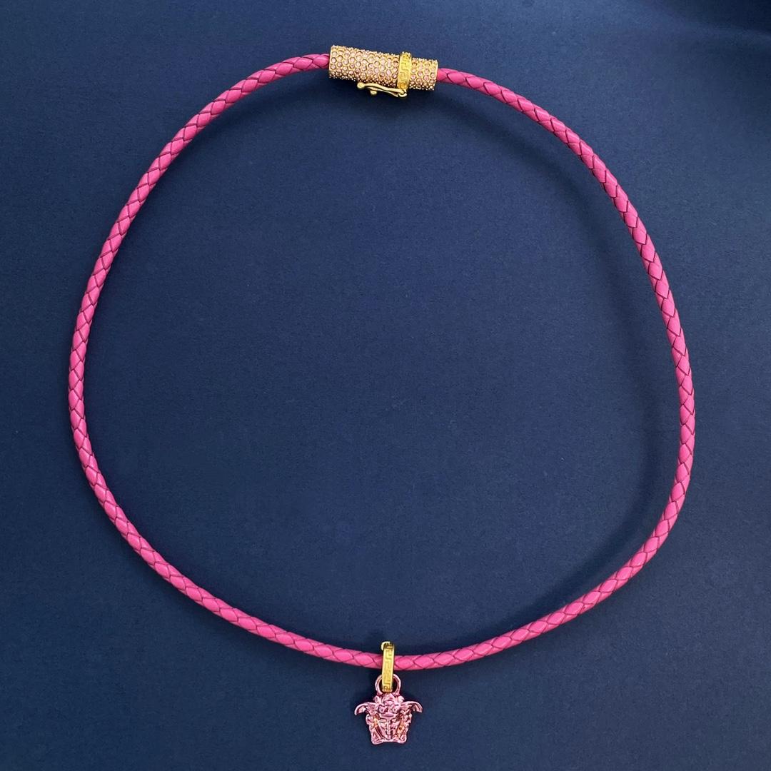 Versace Medusa Pendant Leather Necklace - FashionPlug