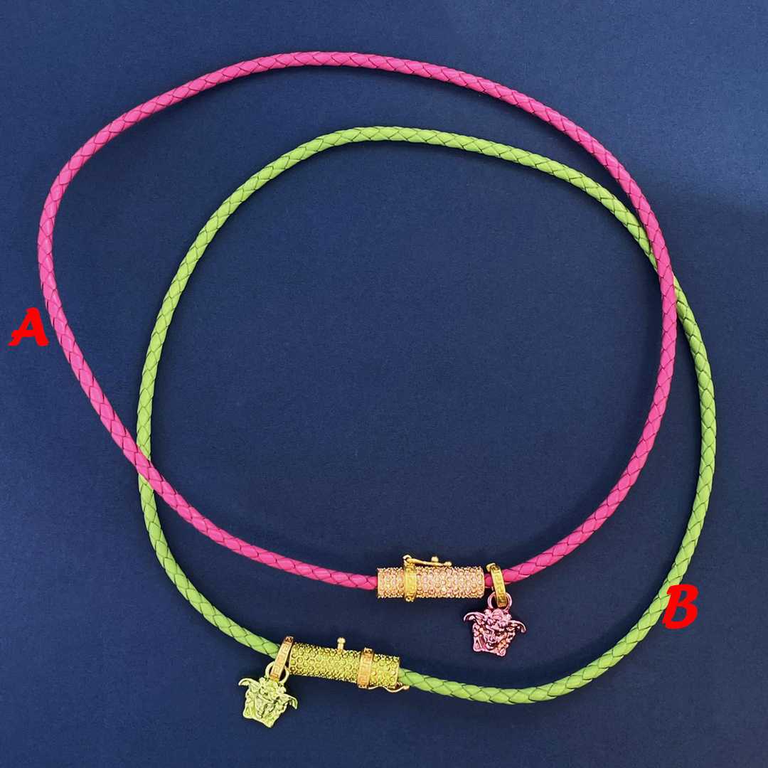 Versace Medusa Pendant Leather Necklace - FashionPlug