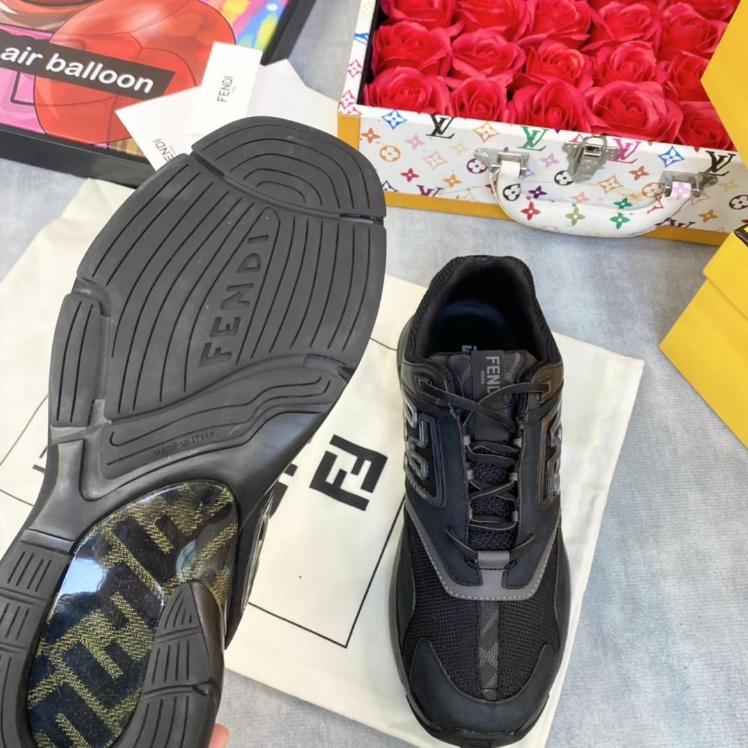 Fendi Faster Trainers Black Nubuck Leather Low-tops Sneakers - FashionPlug