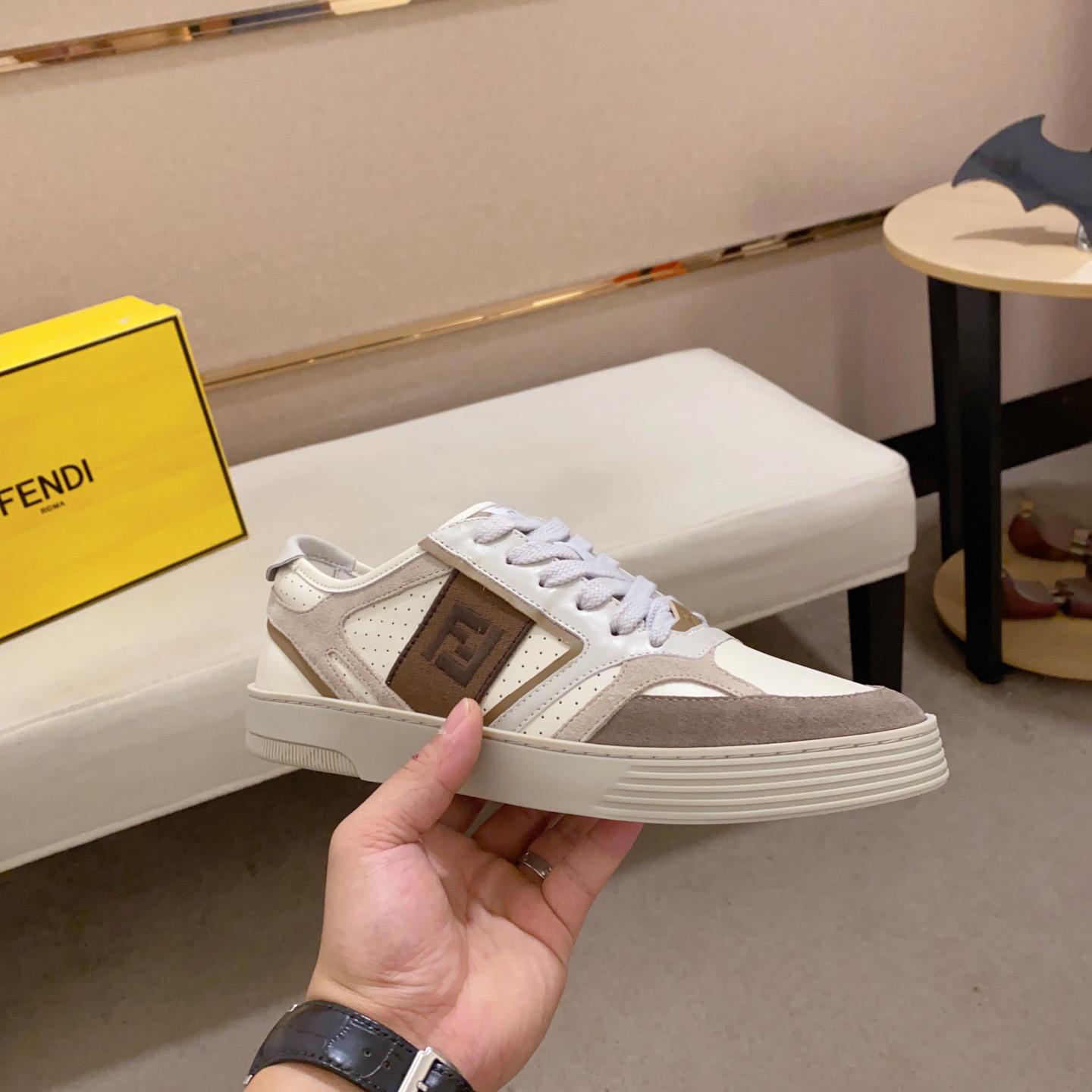 Fendi Step Beige Leather Low-tops Sneakers - FashionPlug