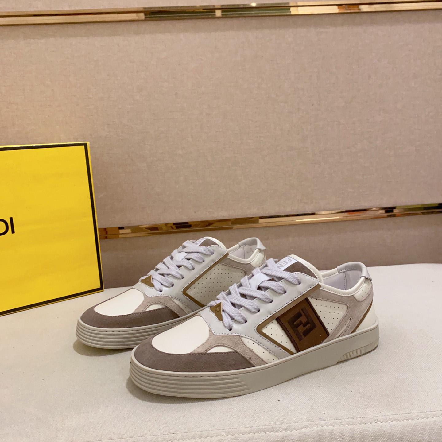Fendi Step Beige Leather Low-tops Sneakers - FashionPlug