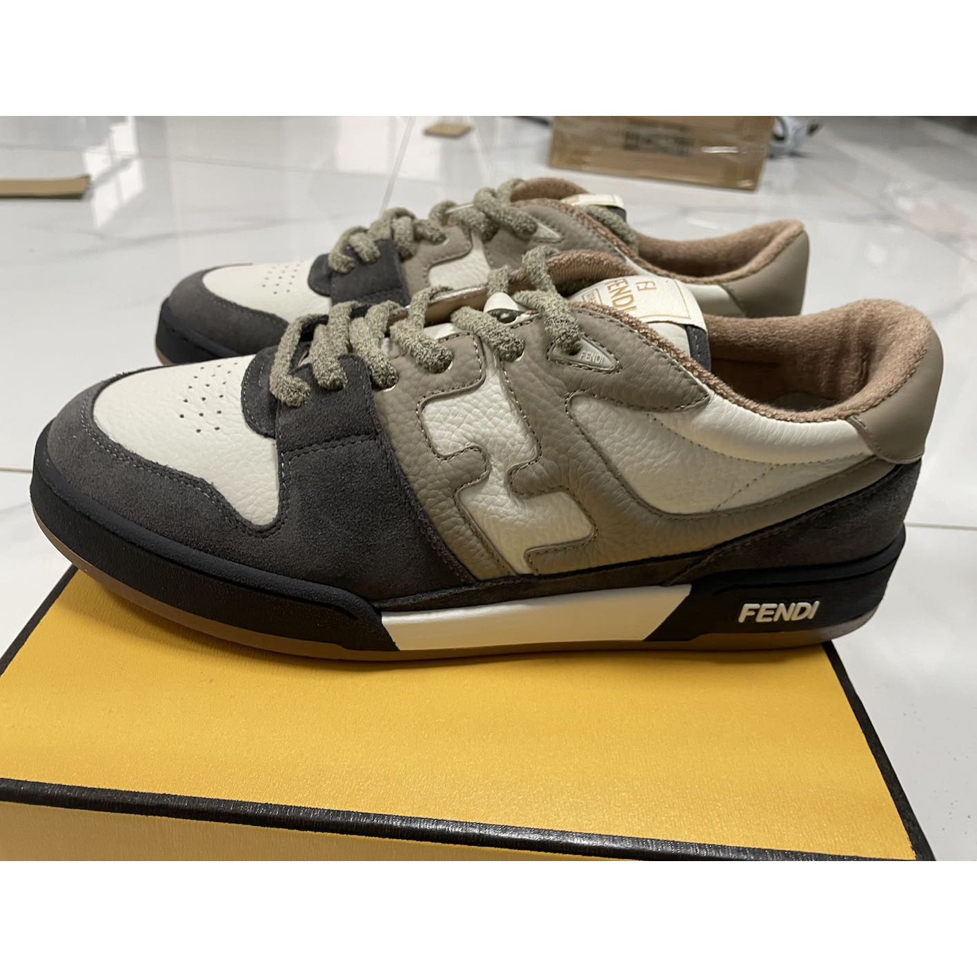 Fendi Match Gray Suede Low-tops Sneakers - FashionPlug