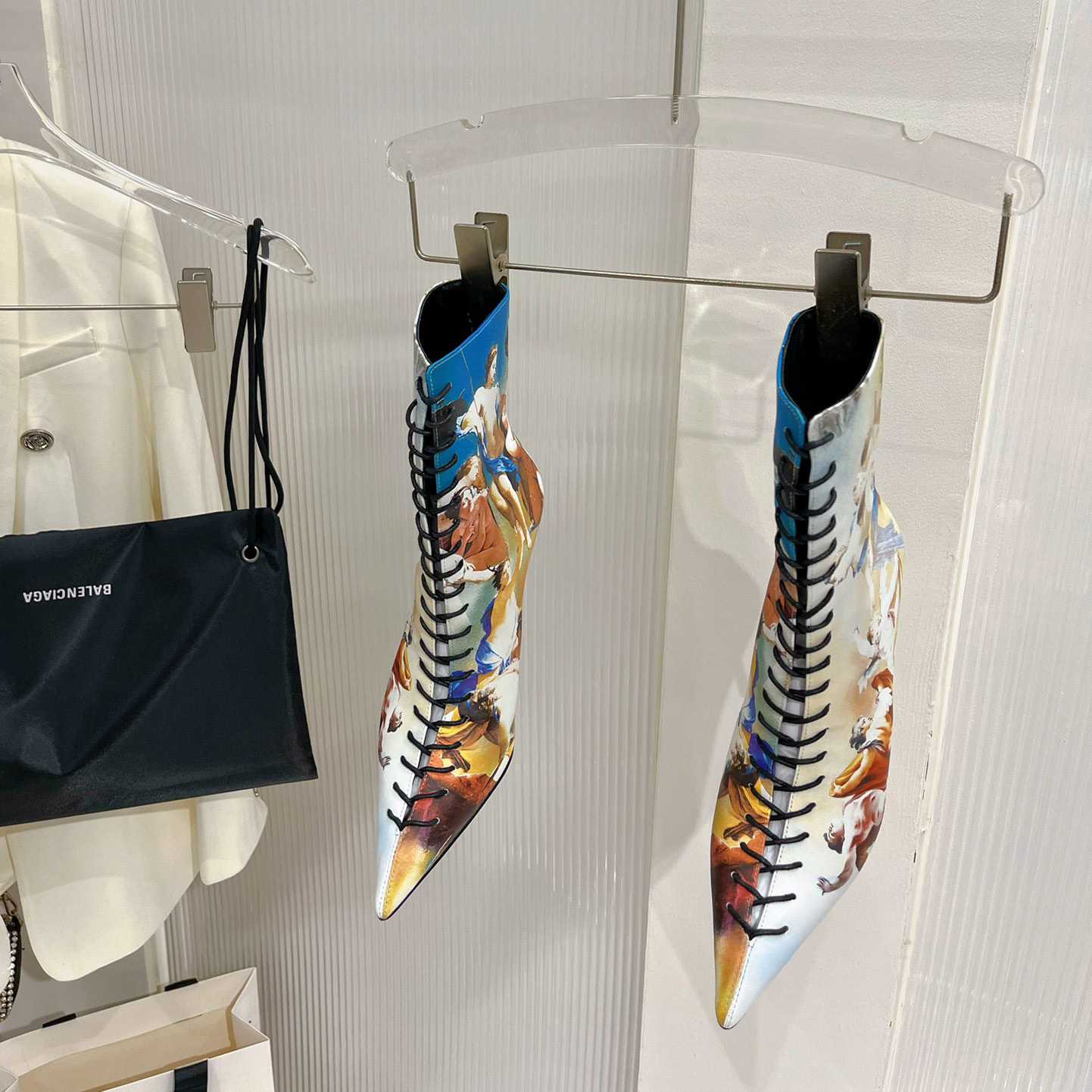 Balmain Uria Ankle Boots In Sky Print Leather - FashionPlug