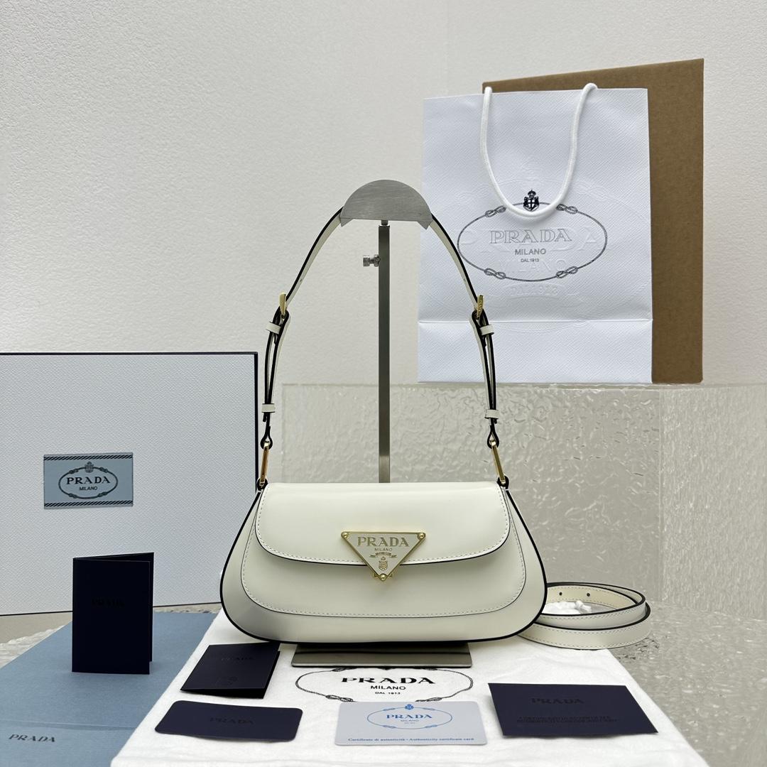 Prada Brushed Leather Shoulder Bag - FashionPlug