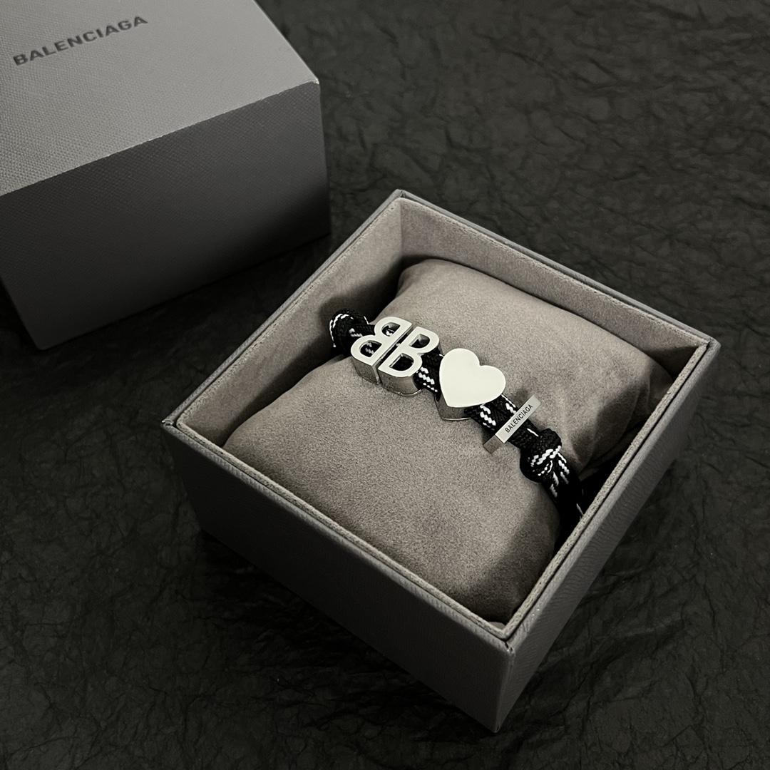Balenciaga I <3 BB Bracelet In Black  - FashionPlug