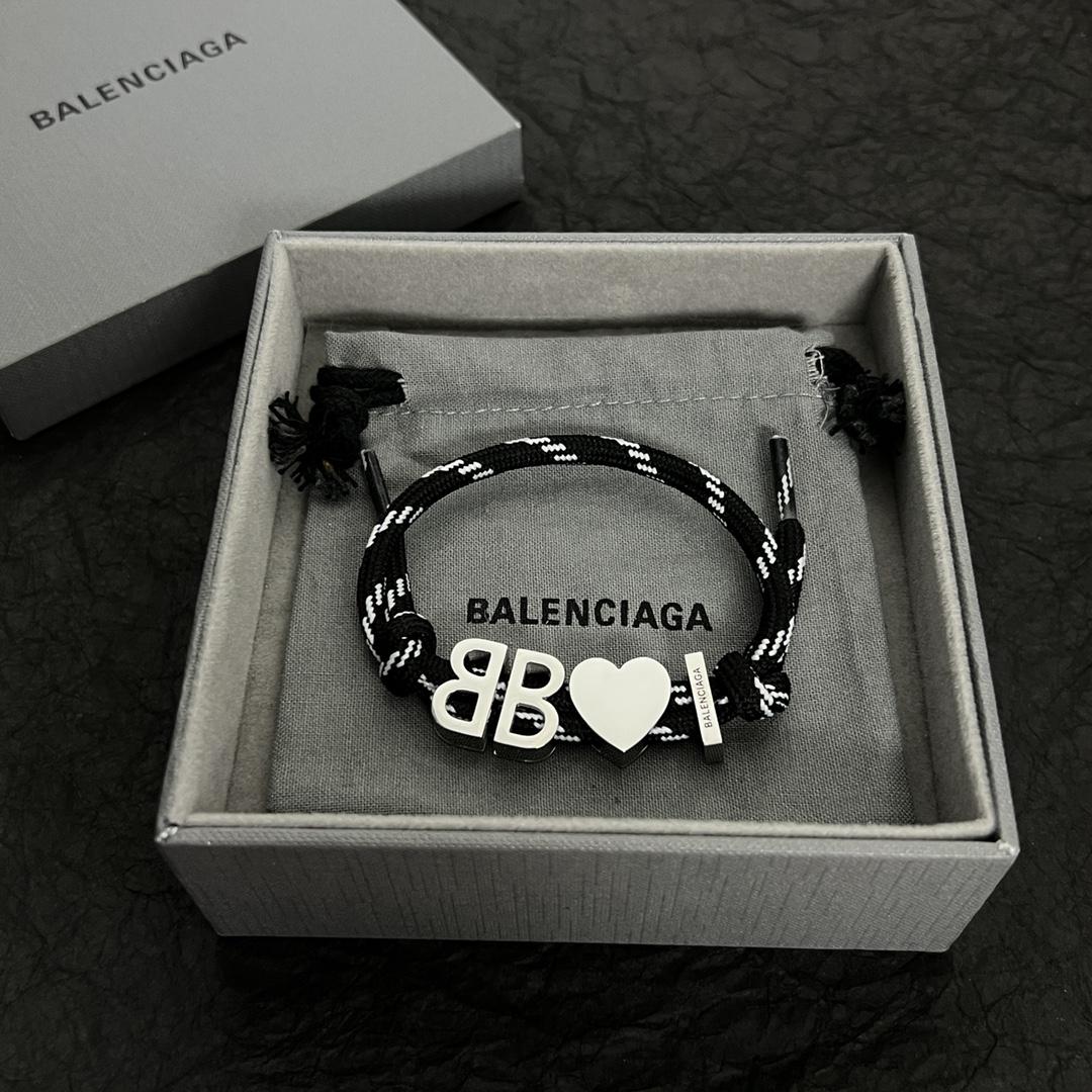 Balenciaga I <3 BB Bracelet In Black  - FashionPlug