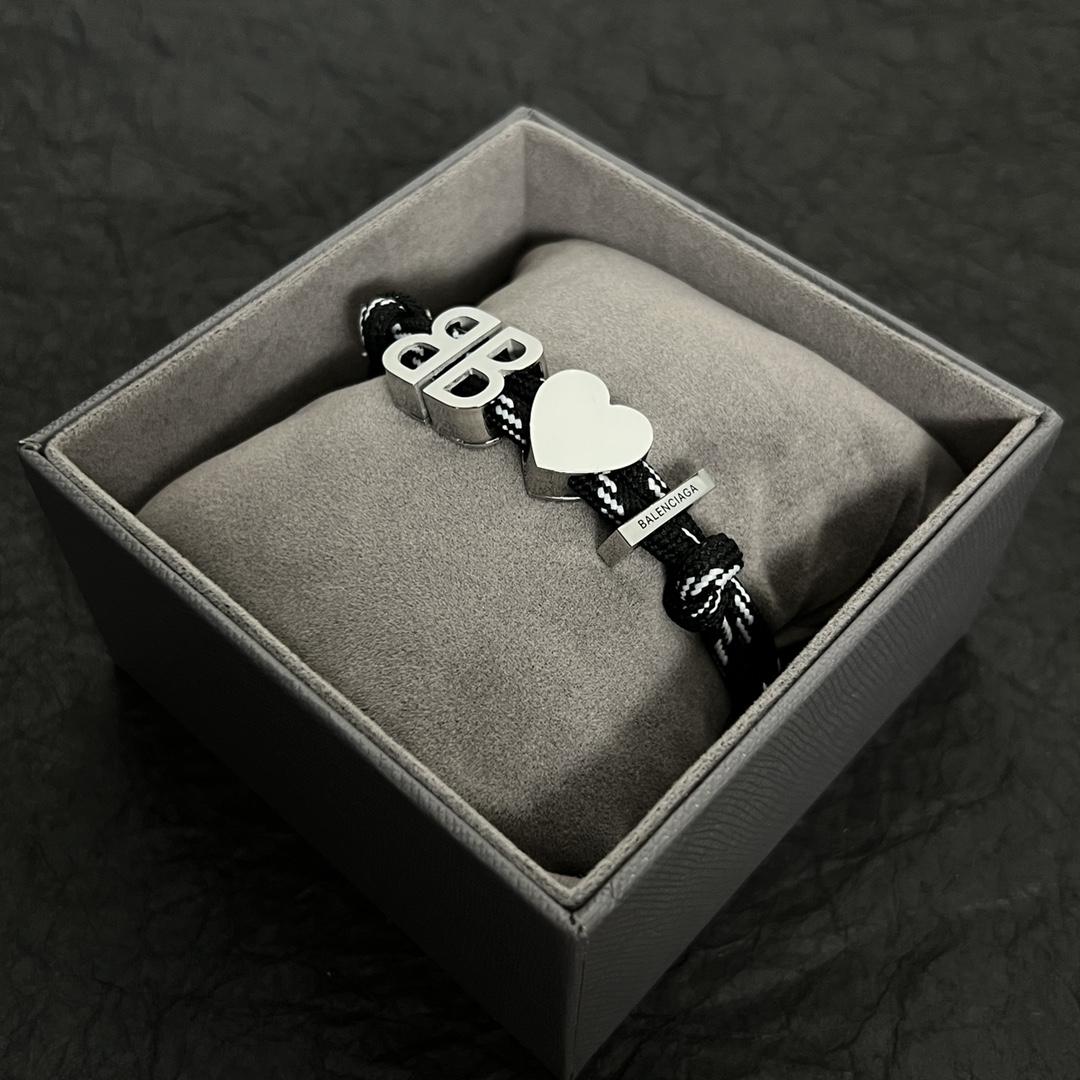 Balenciaga I <3 BB Bracelet In Black  - FashionPlug