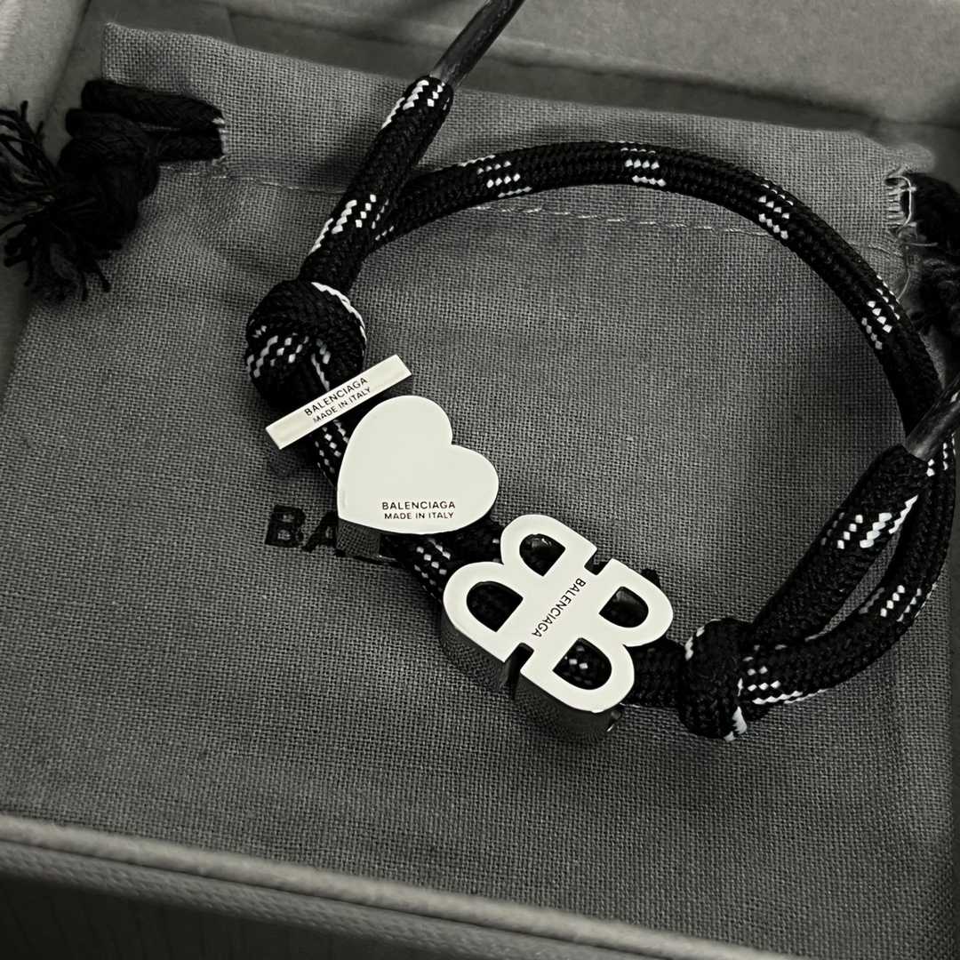 Balenciaga I <3 BB Bracelet In Black  - FashionPlug