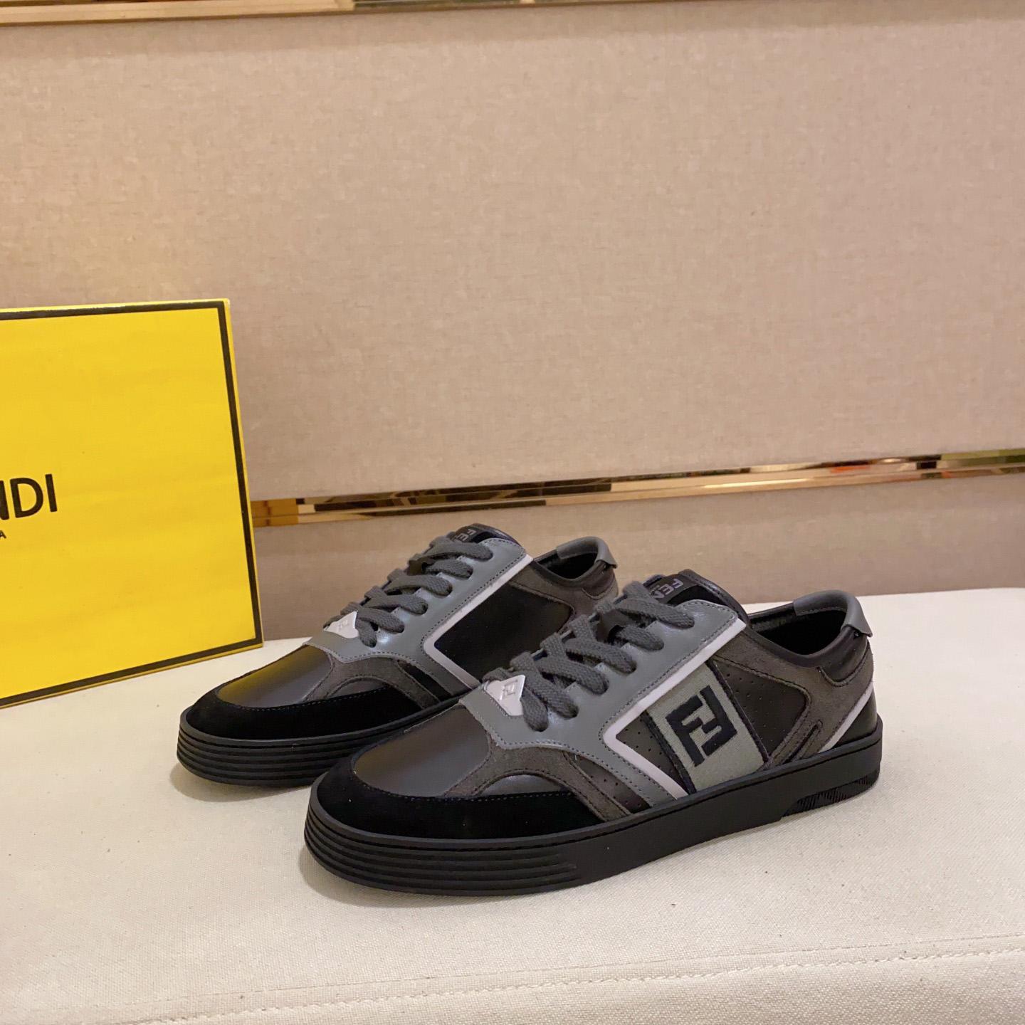 Fendi Step Black Leather Low-tops Sneakers - FashionPlug