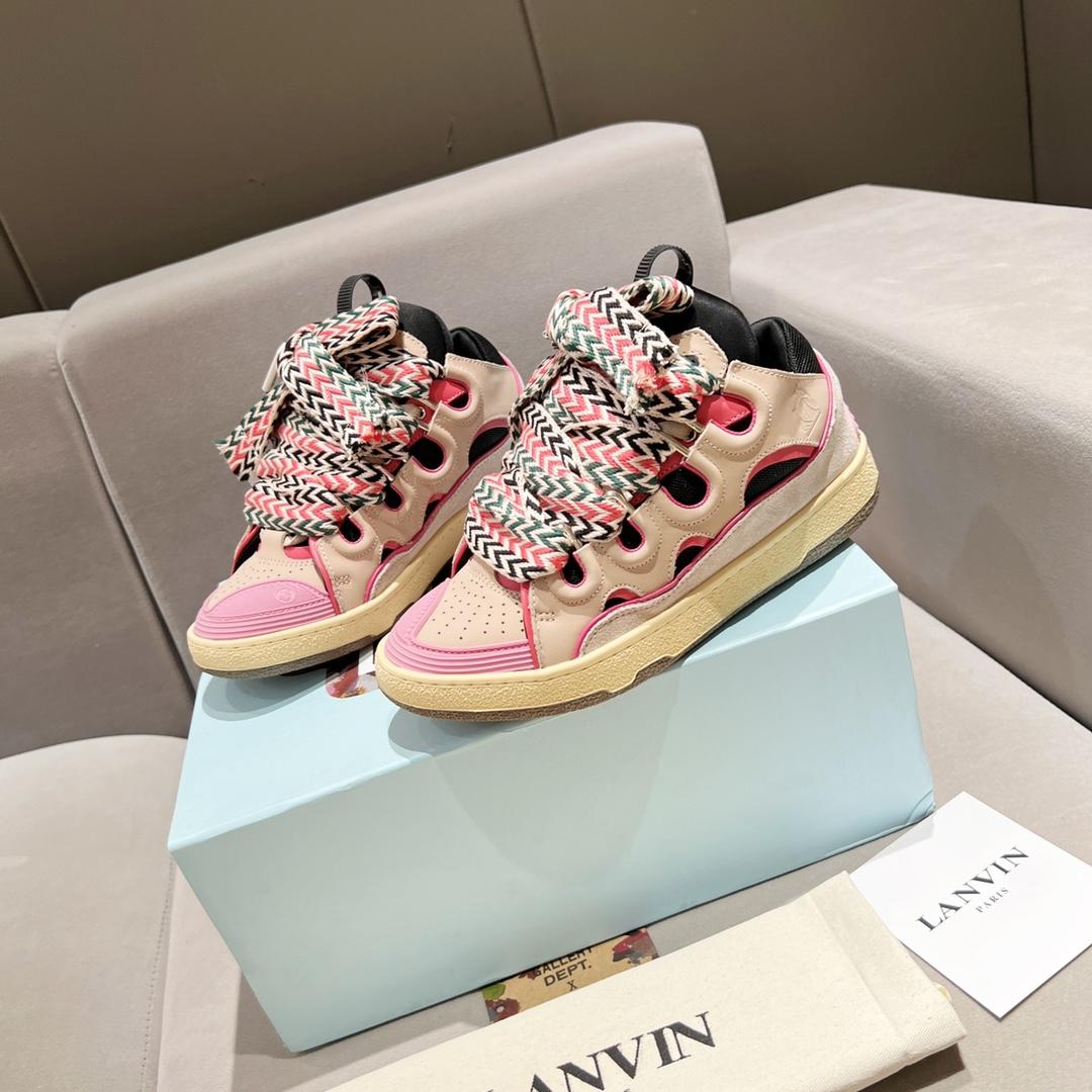 Lanvin Curb Lace Up Sneakers - FashionPlug