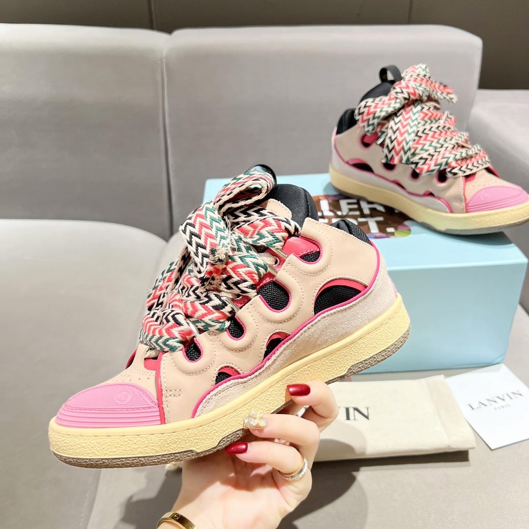 Lanvin Curb Lace Up Sneakers - FashionPlug