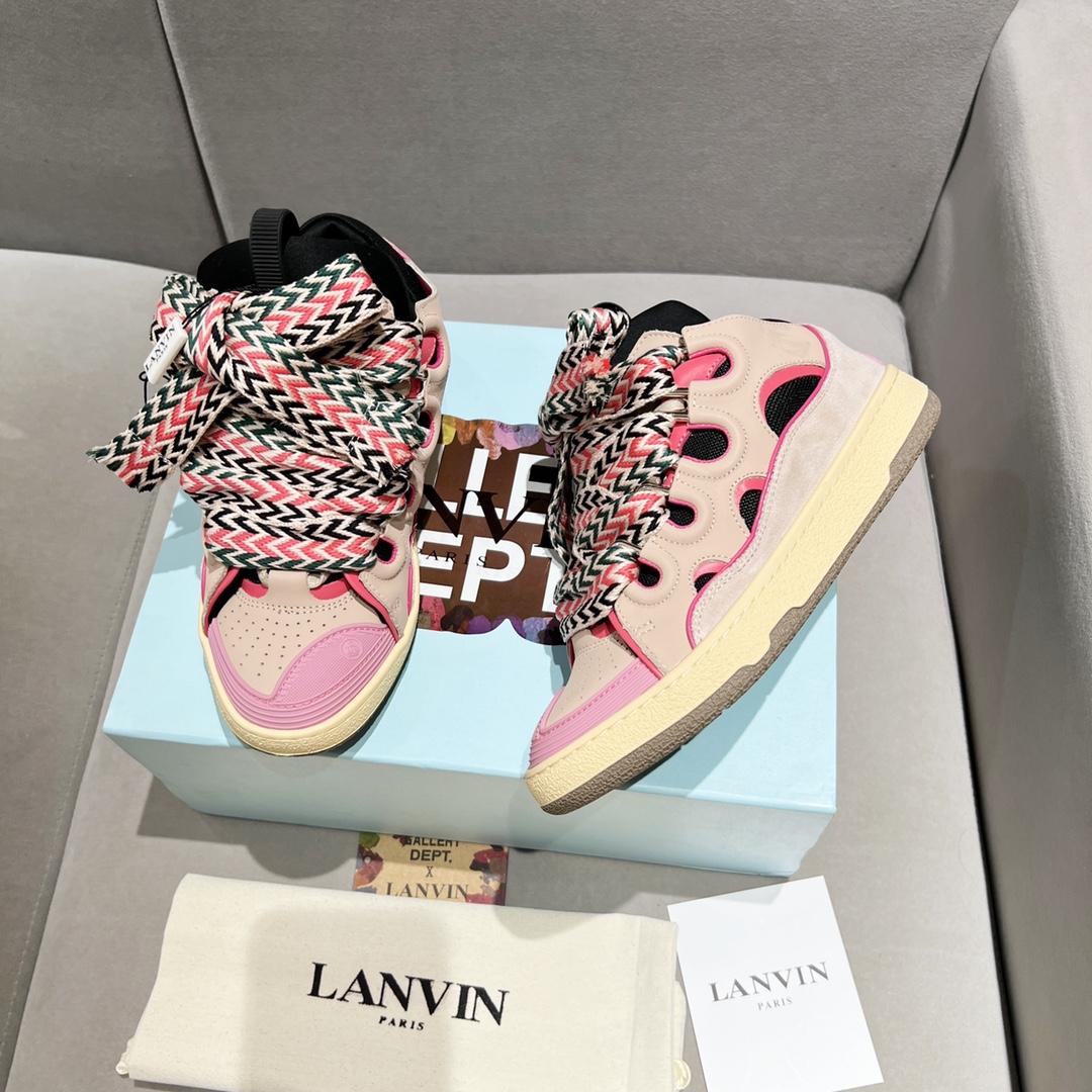 Lanvin Curb Lace Up Sneakers - FashionPlug