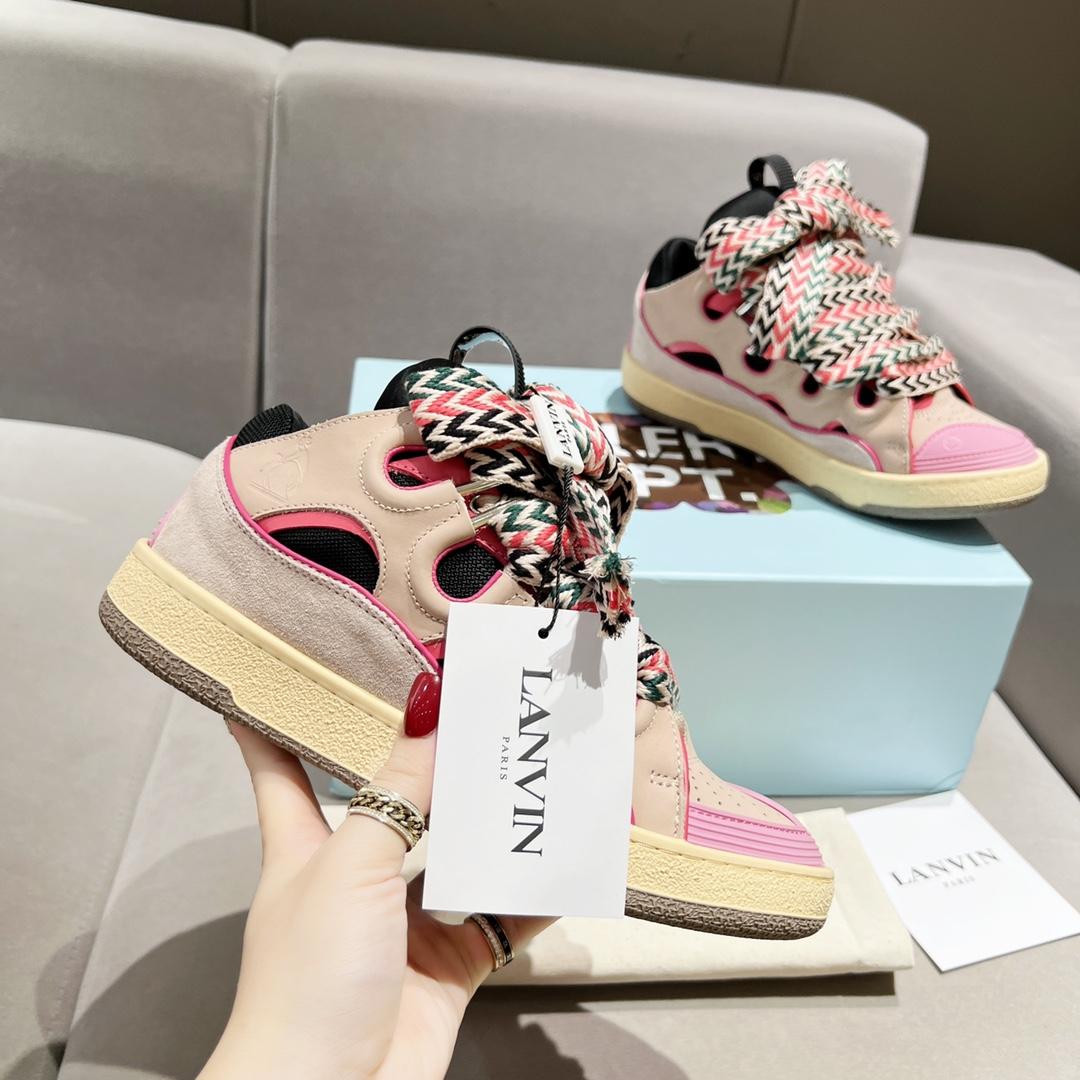 Lanvin Curb Lace Up Sneakers - FashionPlug