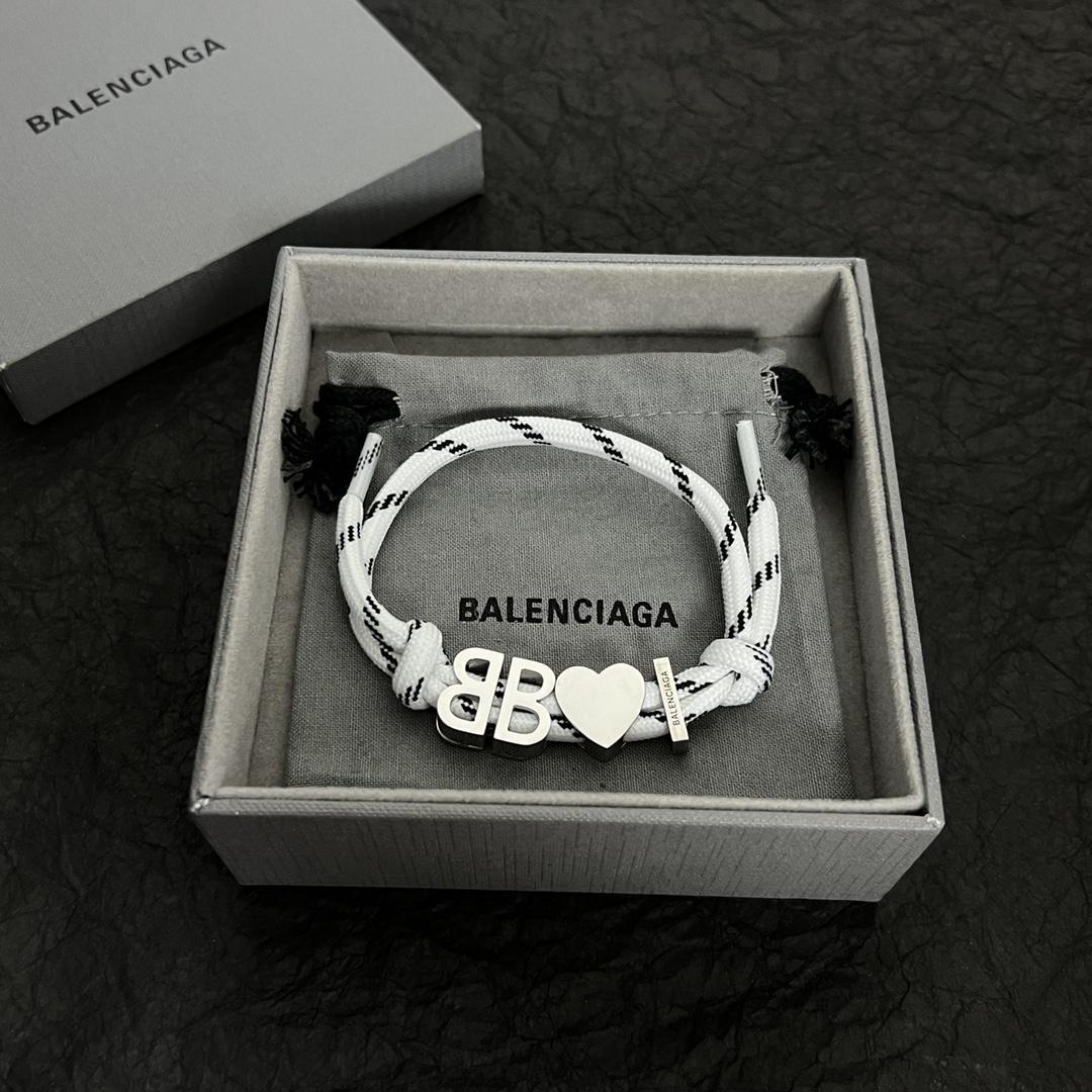 Balenciaga I <3 BB Bracelet In White - FashionPlug