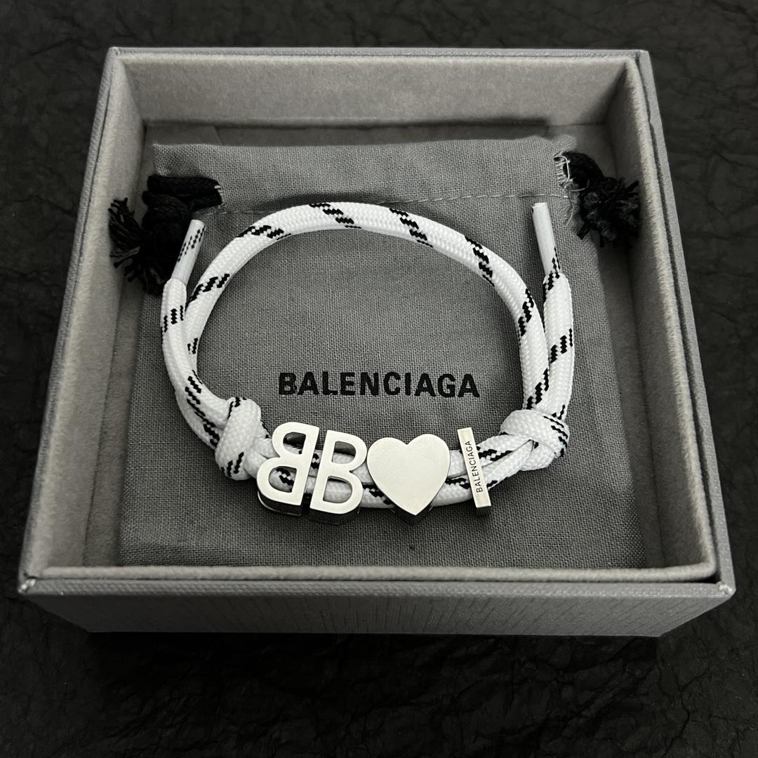 Balenciaga I <3 BB Bracelet In White - FashionPlug