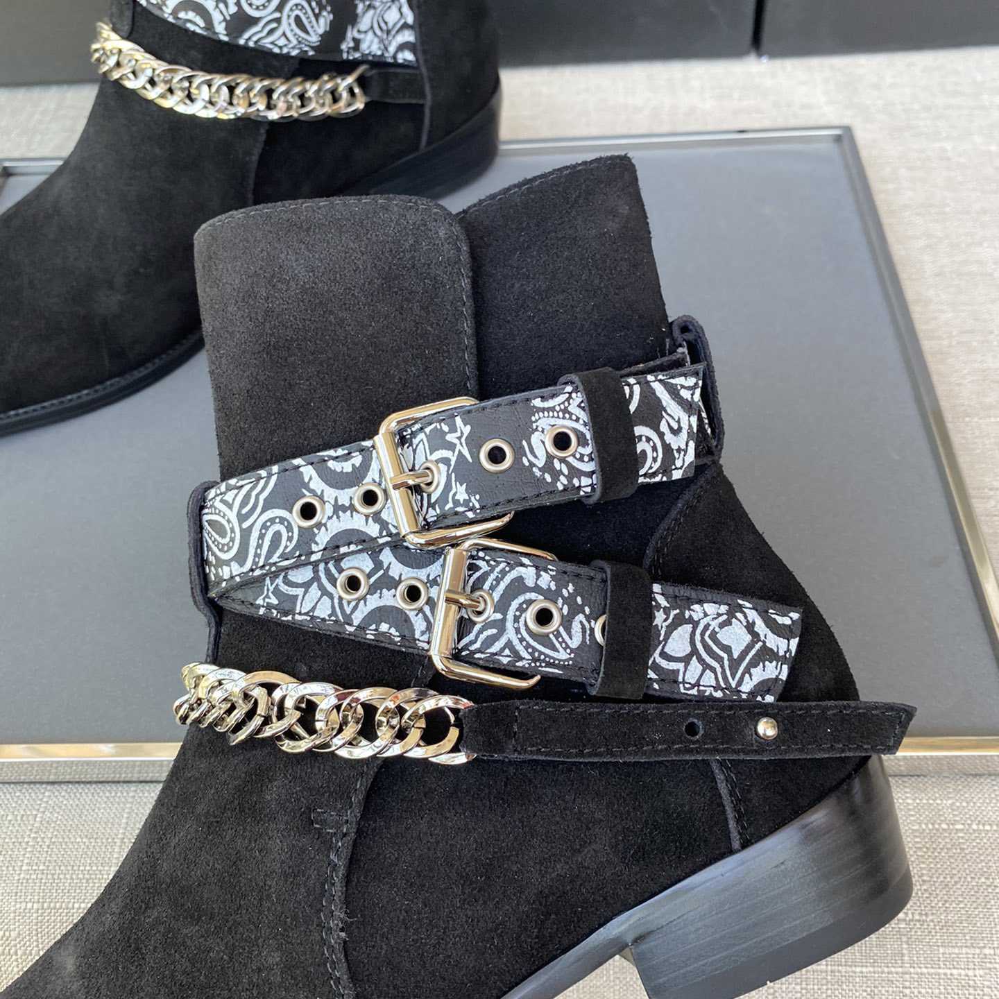 Amiri Buckle-detail 40mm Suede Boots - FashionPlug
