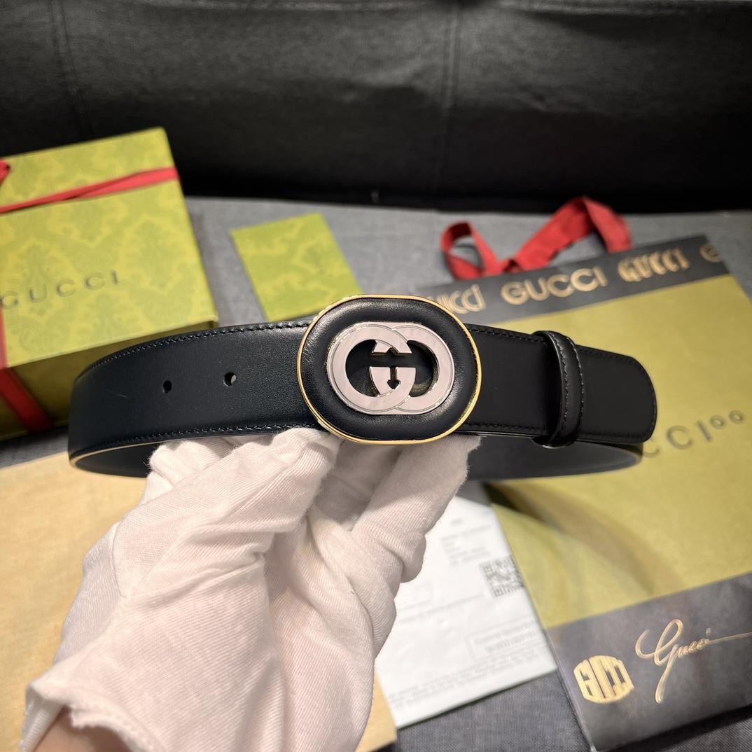 Gucci Belt With Interlocking G Buckle - FashionPlug