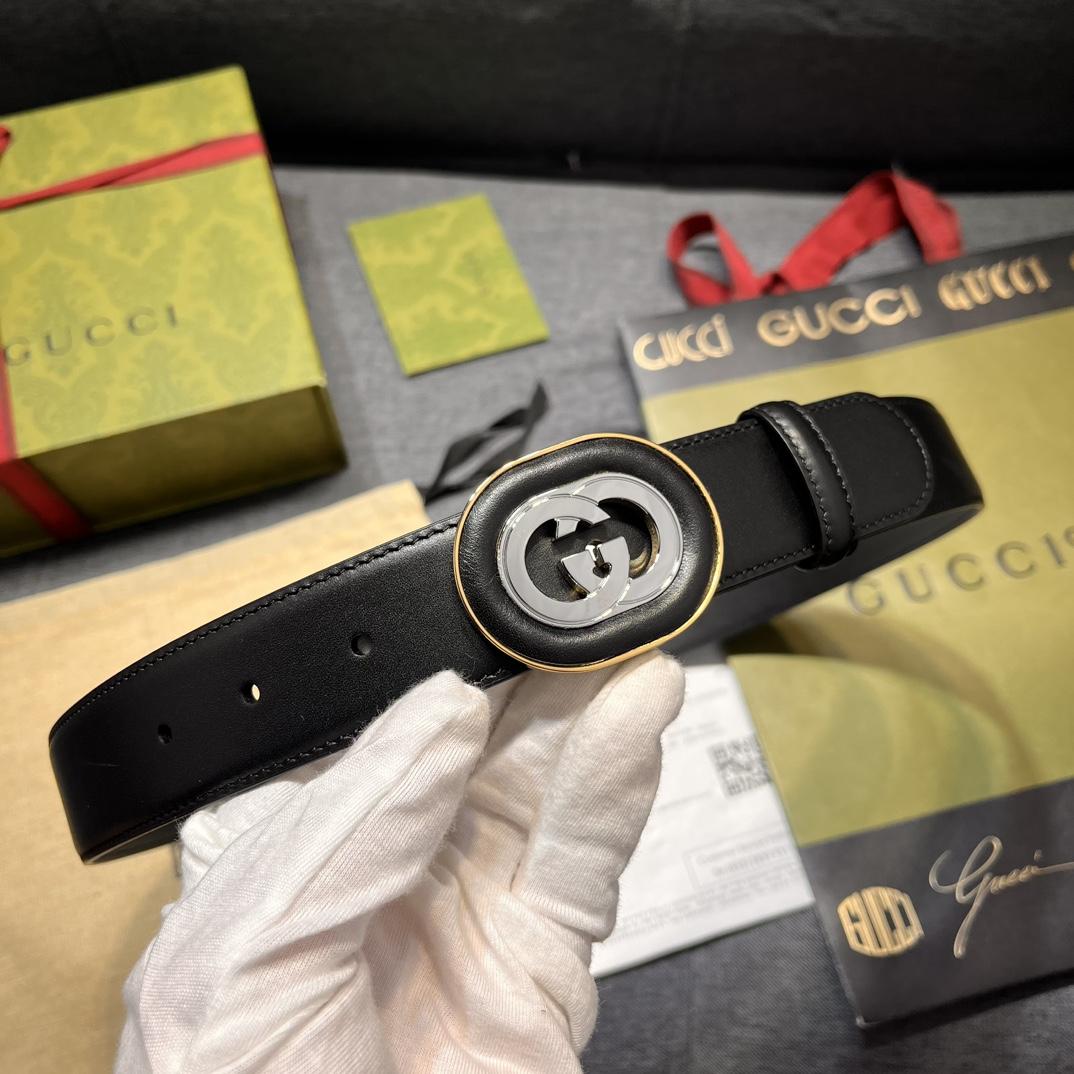 Gucci Belt With Interlocking G Buckle - FashionPlug
