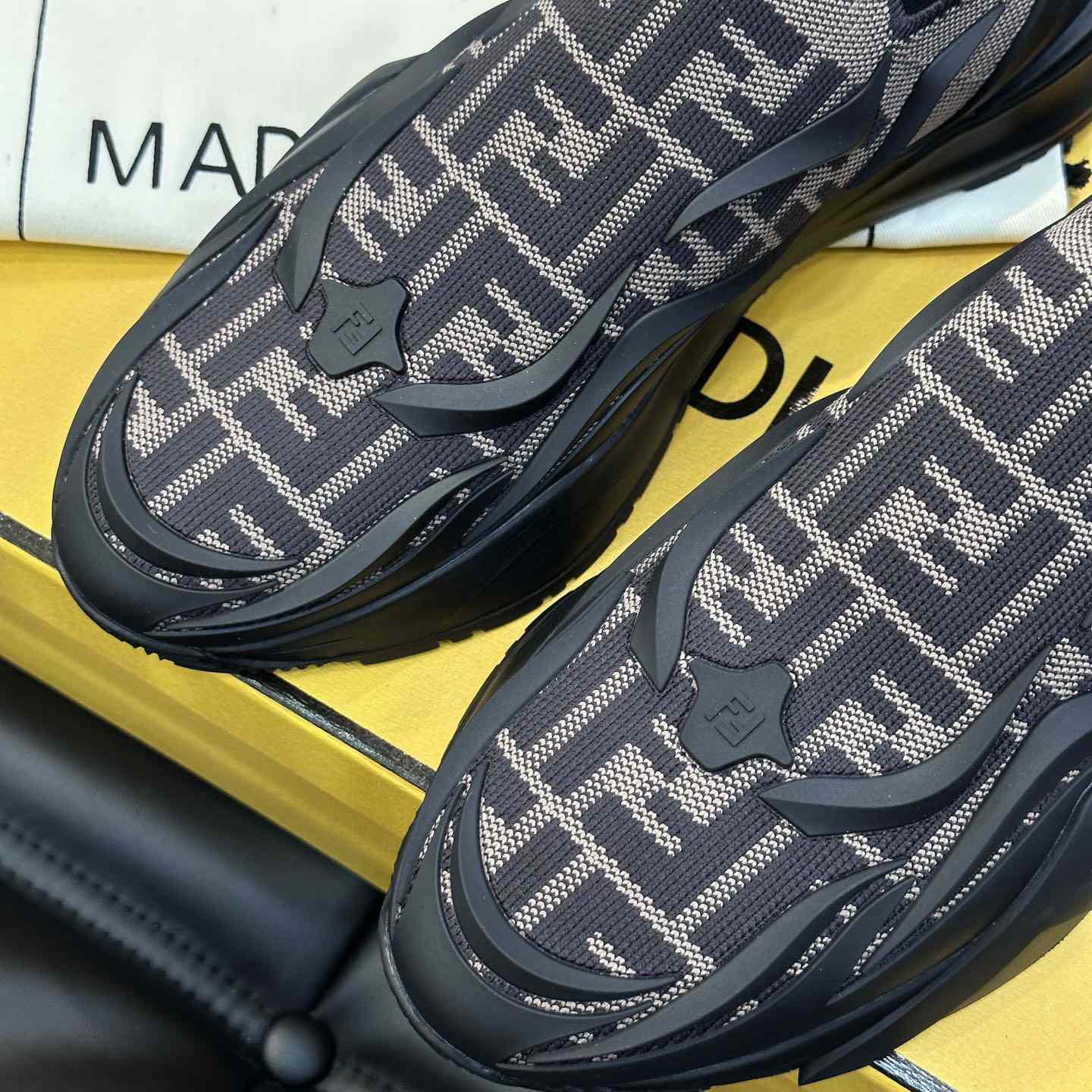 Fendi Flow Brown Mesh Running Sneakers - FashionPlug