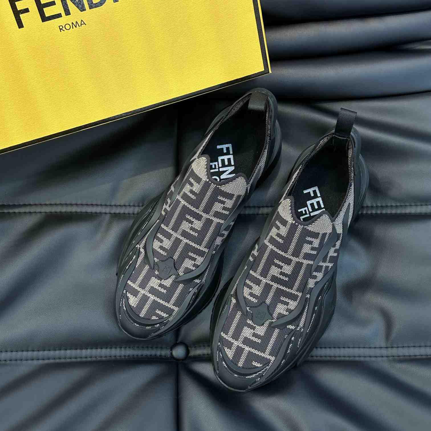 Fendi Flow Brown Mesh Running Sneakers - FashionPlug