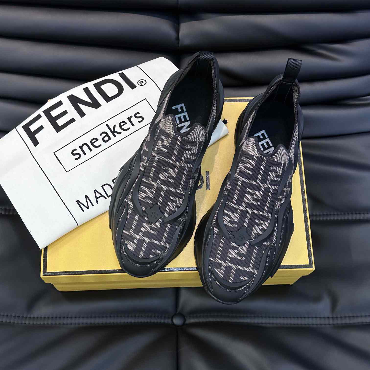 Fendi Flow Brown Mesh Running Sneakers - FashionPlug