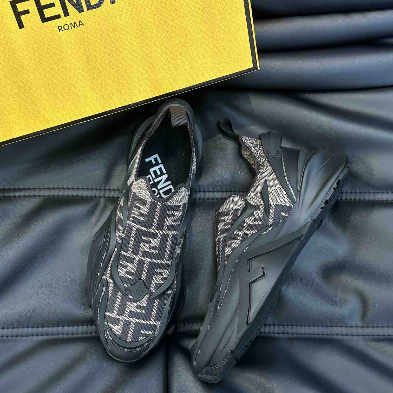 Fendi Flow Brown Mesh Running Sneakers - FashionPlug