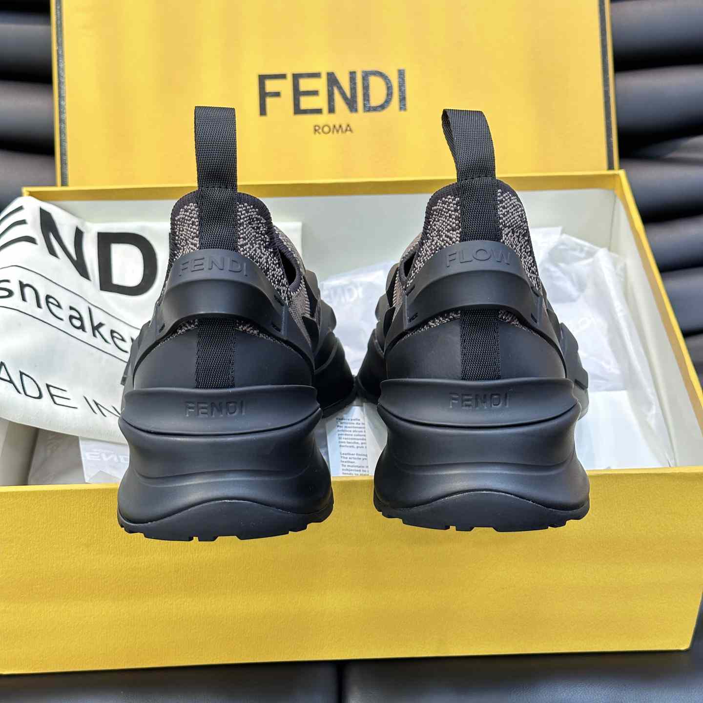 Fendi Flow Brown Mesh Running Sneakers - FashionPlug