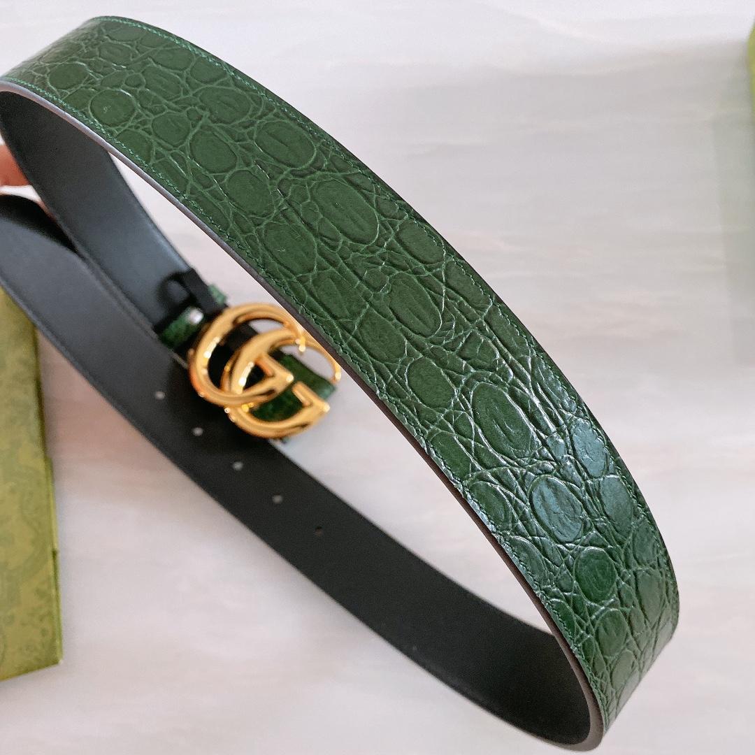 Gucci GG Marmont Caiman belt With Shiny Buckle - FashionPlug