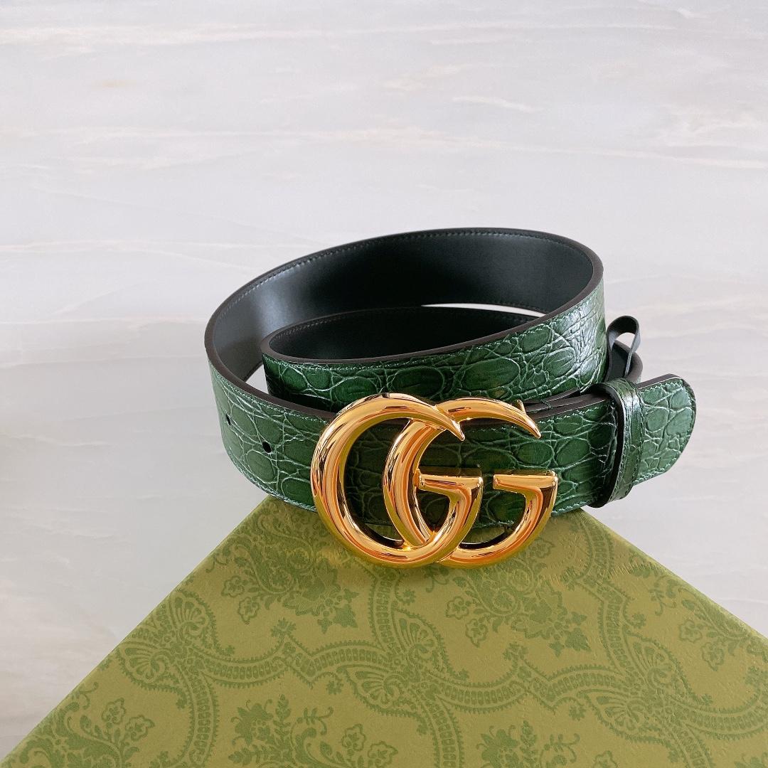 Gucci GG Marmont Caiman belt With Shiny Buckle - FashionPlug