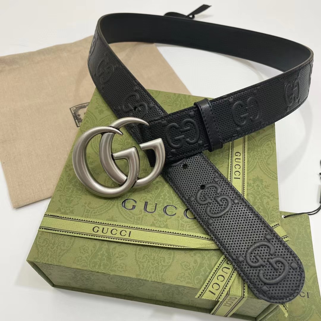 Gucci Leather Belt With Maxi GG - FashionPlug