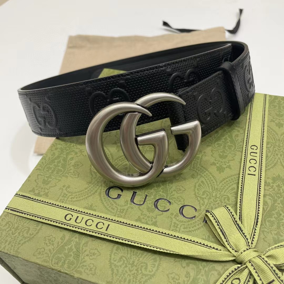 Gucci Leather Belt With Maxi GG - FashionPlug