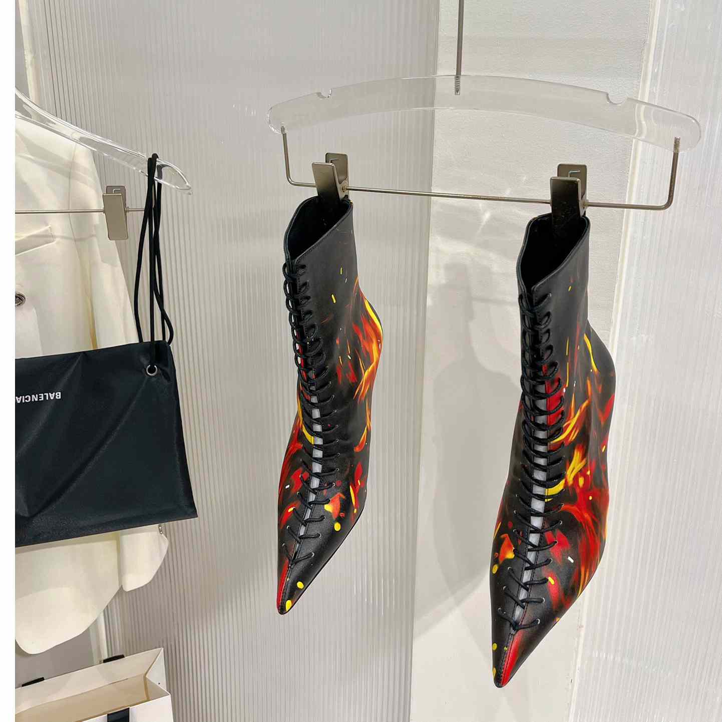 Balmain Uria Ankle Boots In Fire Print Leather - FashionPlug