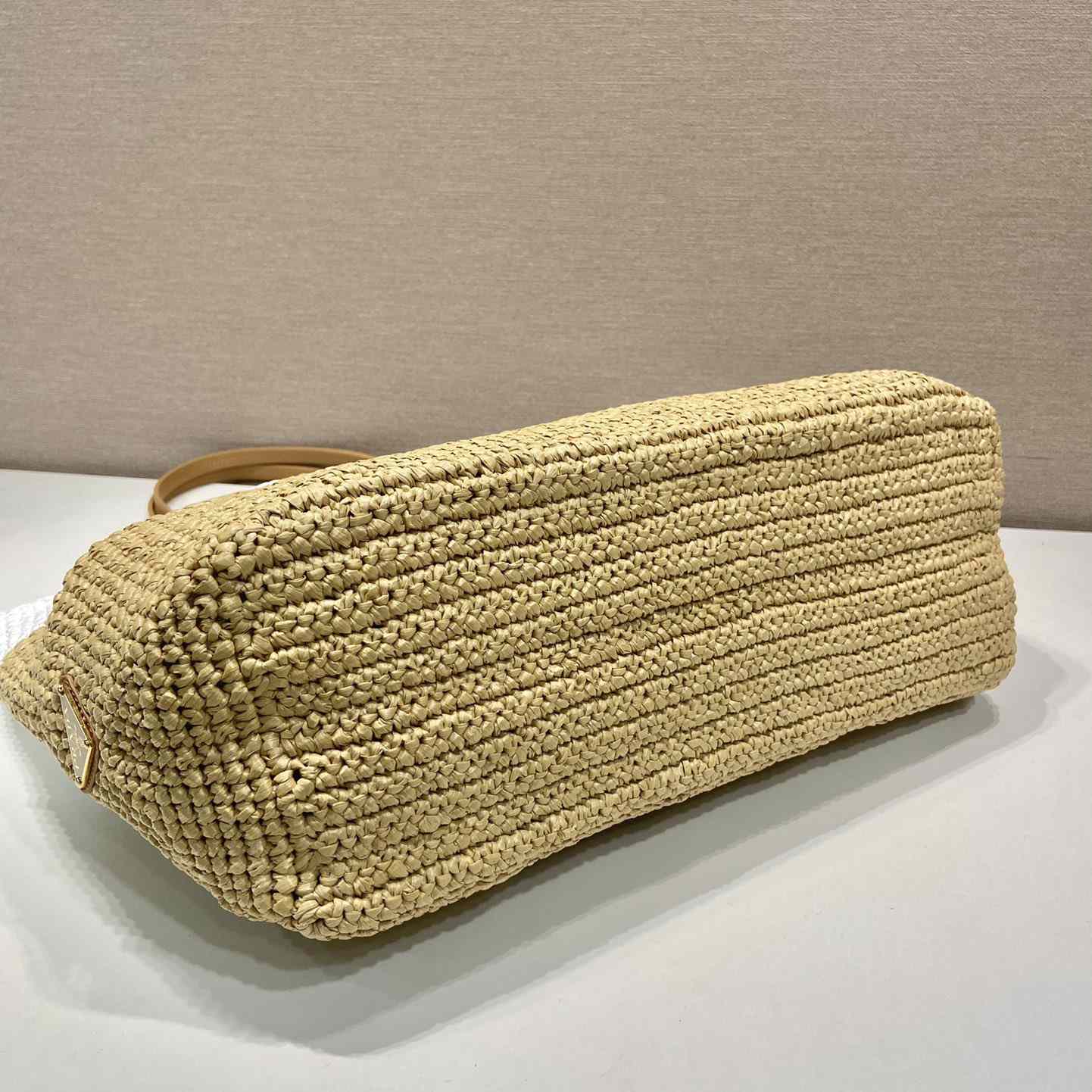 Prada Raffia And Leather Tote Bag - FashionPlug
