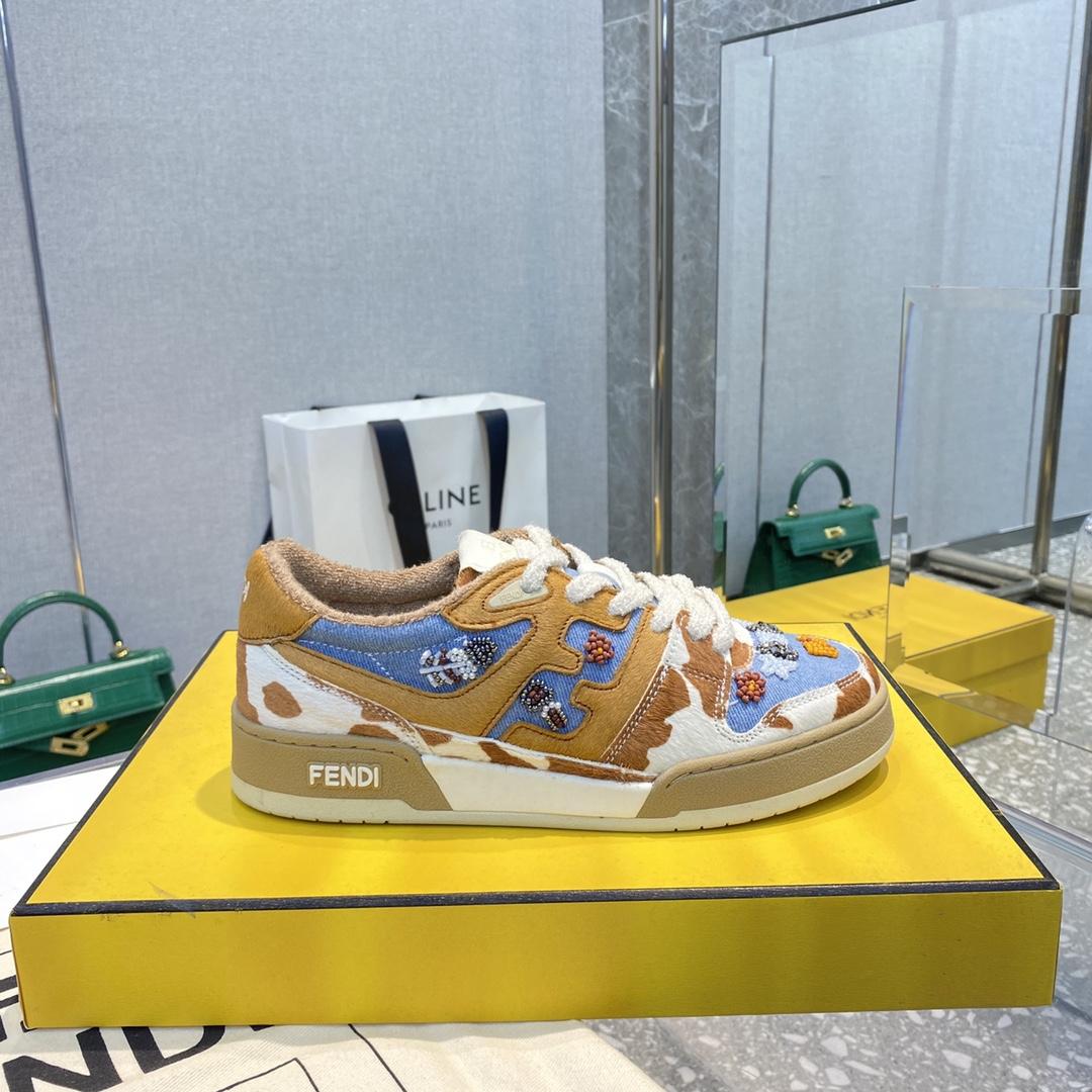 Fendi Match Blue Denim Low-tops Sneakers - FashionPlug