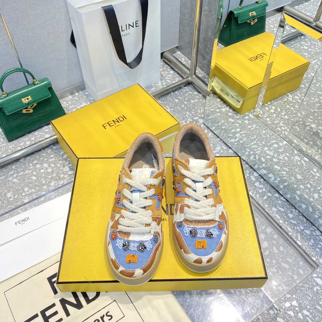 Fendi Match Blue Denim Low-tops Sneakers - FashionPlug