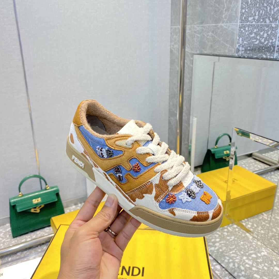 Fendi Match Blue Denim Low-tops Sneakers - FashionPlug