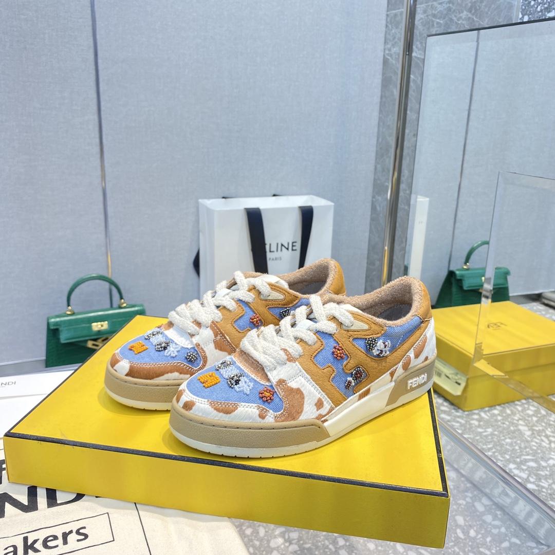 Fendi Match Blue Denim Low-tops Sneakers - FashionPlug