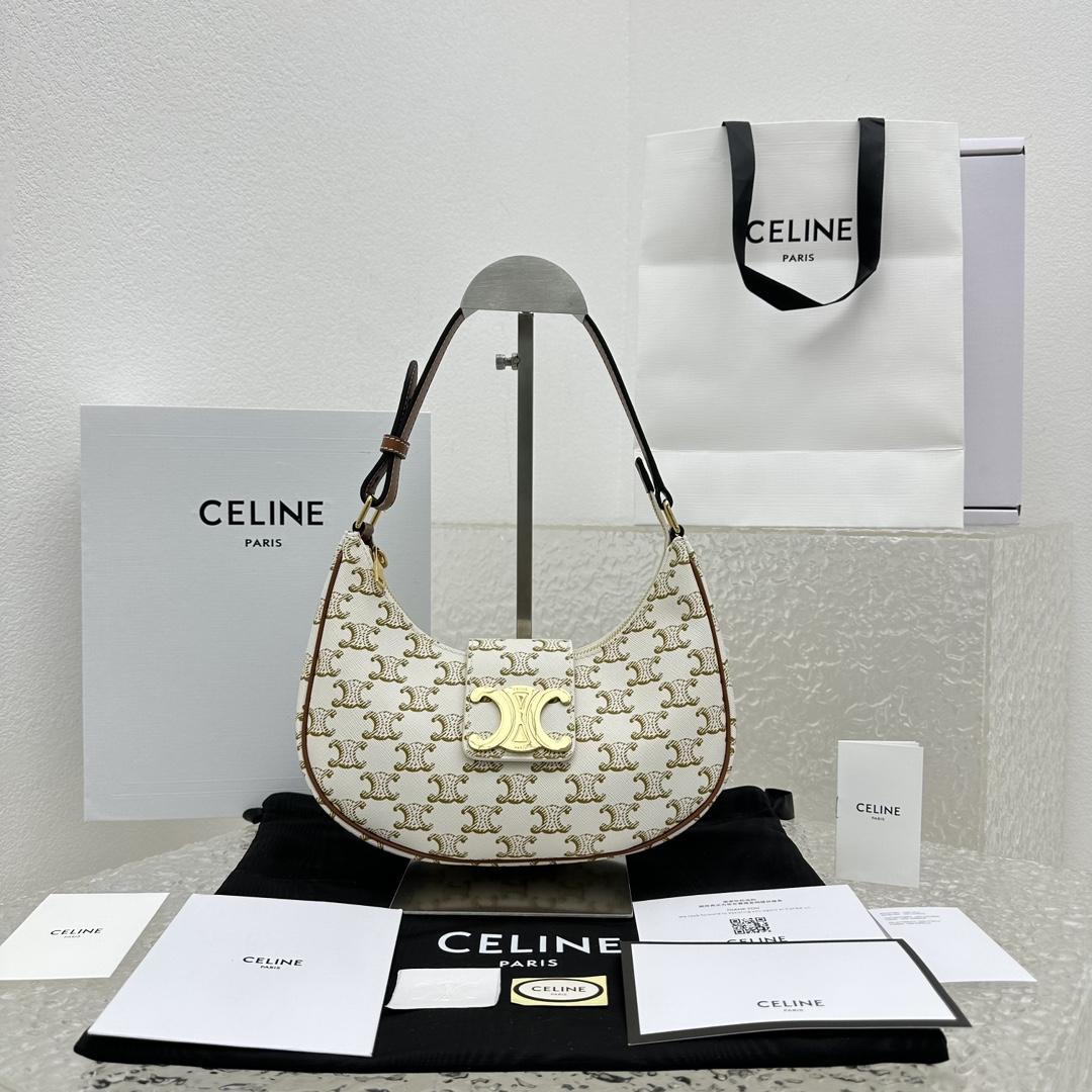 Celine Ava Triomphe Soft Bag In Triomphe Canvas And Calfskin - FashionPlug