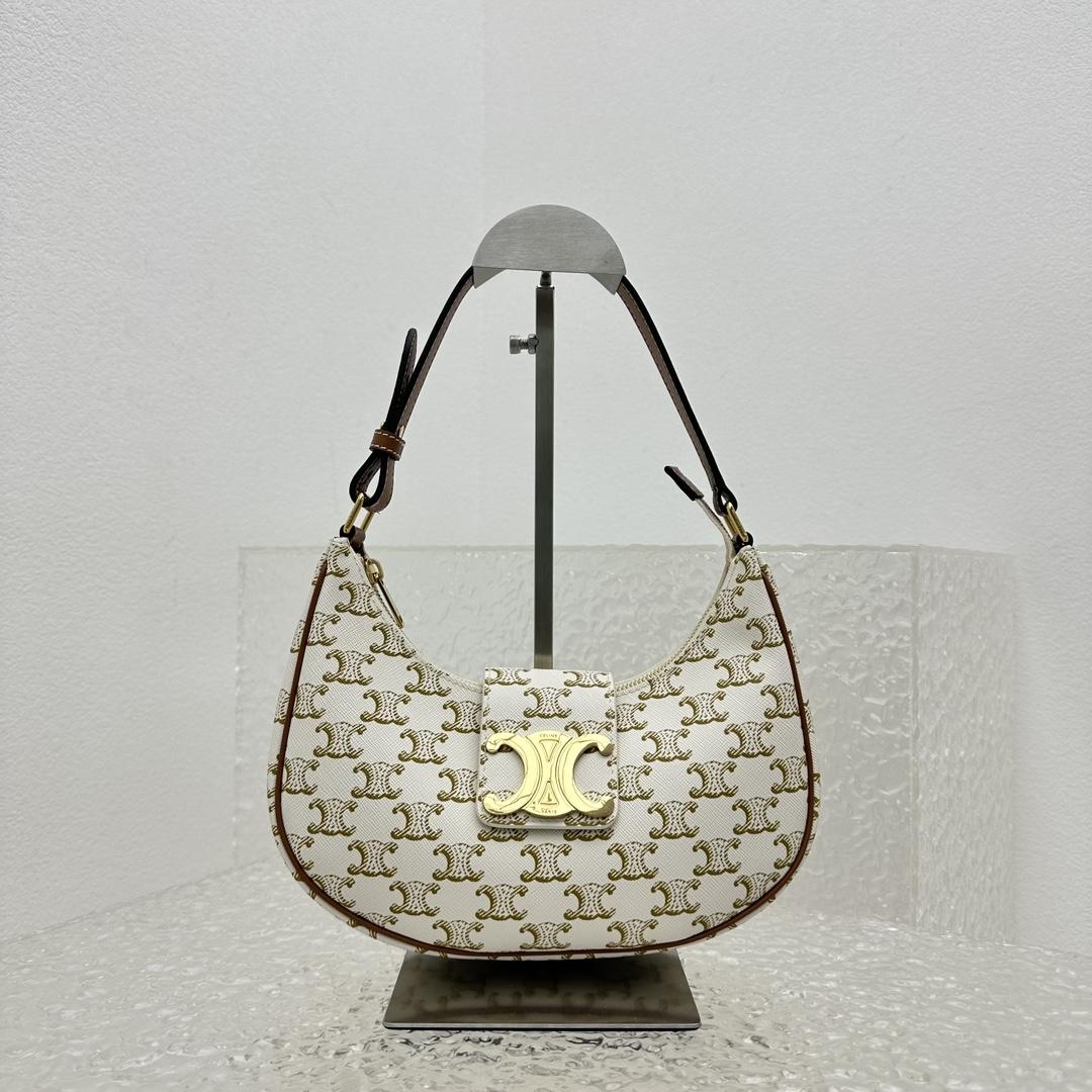 Celine Ava Triomphe Soft Bag In Triomphe Canvas And Calfskin - FashionPlug
