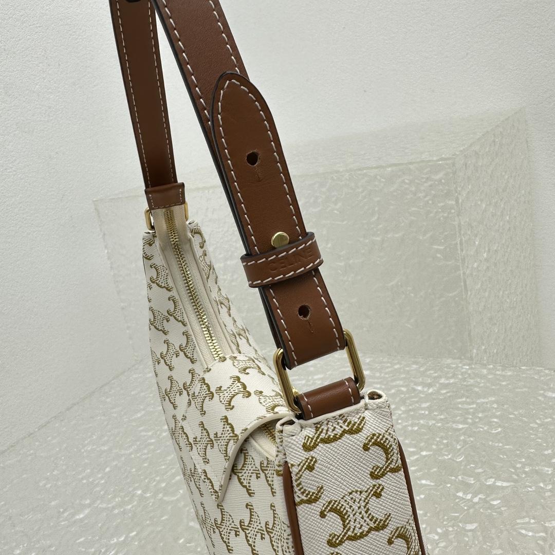 Celine Ava Triomphe Soft Bag In Triomphe Canvas And Calfskin - FashionPlug