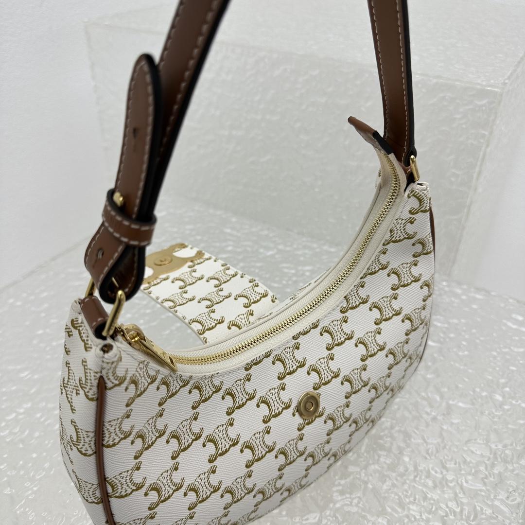 Celine Ava Triomphe Soft Bag In Triomphe Canvas And Calfskin - FashionPlug