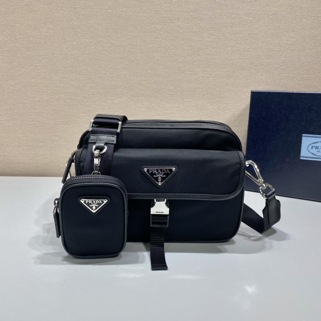 Prada Re-Nylon Saffiano Leather Shoulder Bag ( 22-16-5cm) - FashionPlug