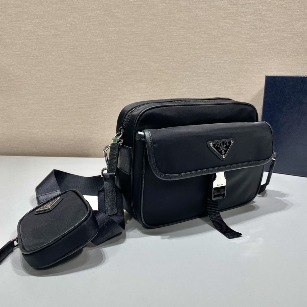 Prada Re-Nylon Saffiano Leather Shoulder Bag ( 22-16-5cm) - FashionPlug
