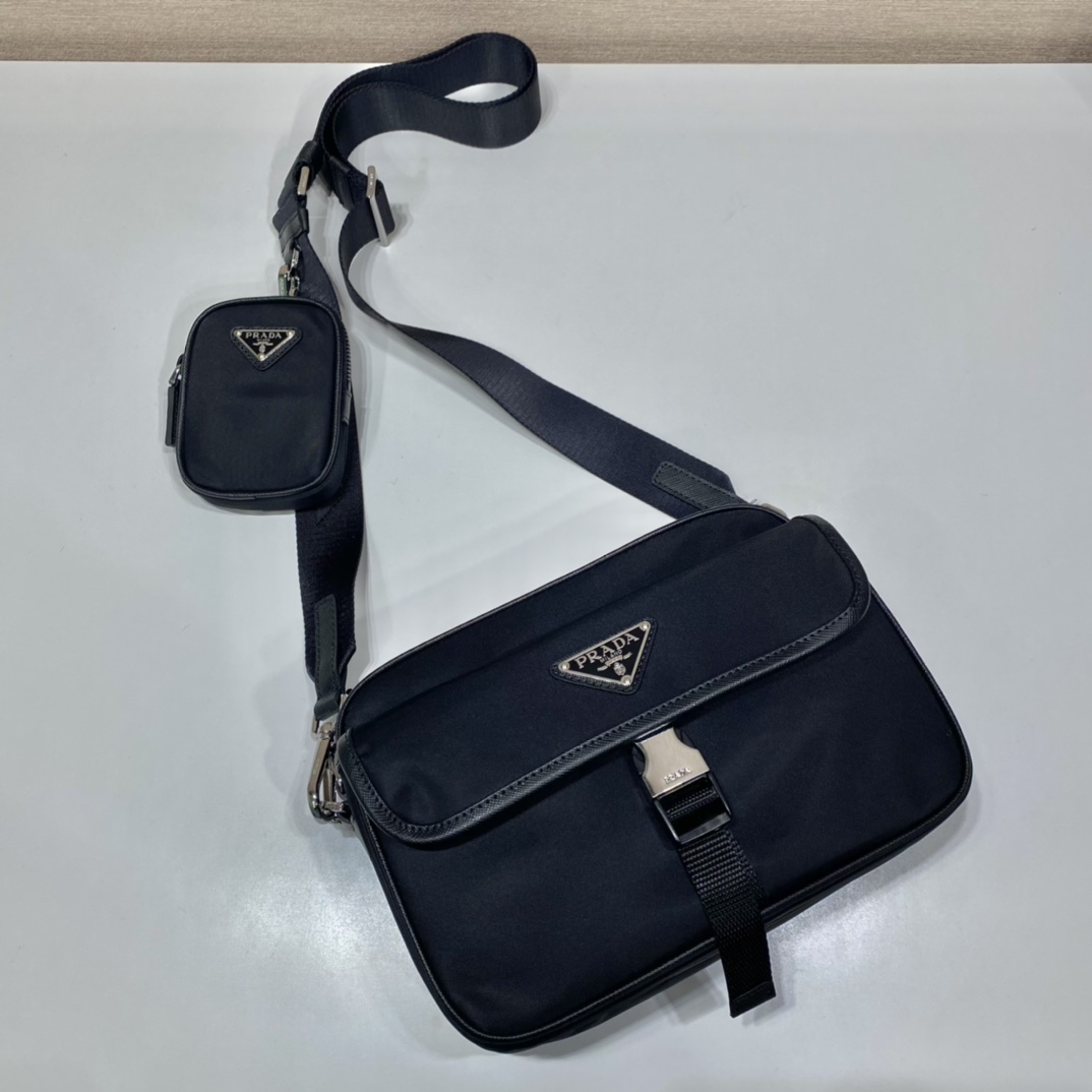 Prada Re-Nylon Saffiano Leather Shoulder Bag ( 22-16-5cm) - FashionPlug