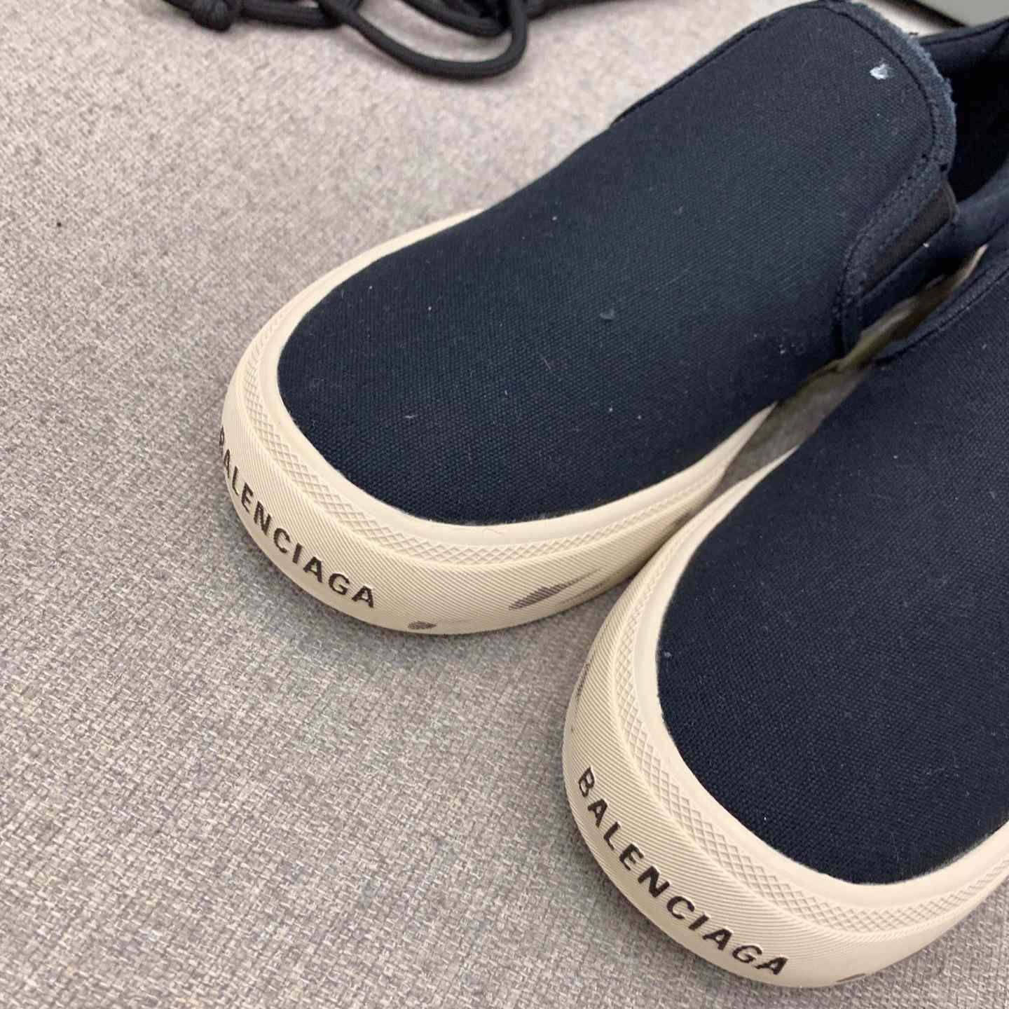 Balenciaga Paris Slip On Graffiti Sneaker In Black - FashionPlug