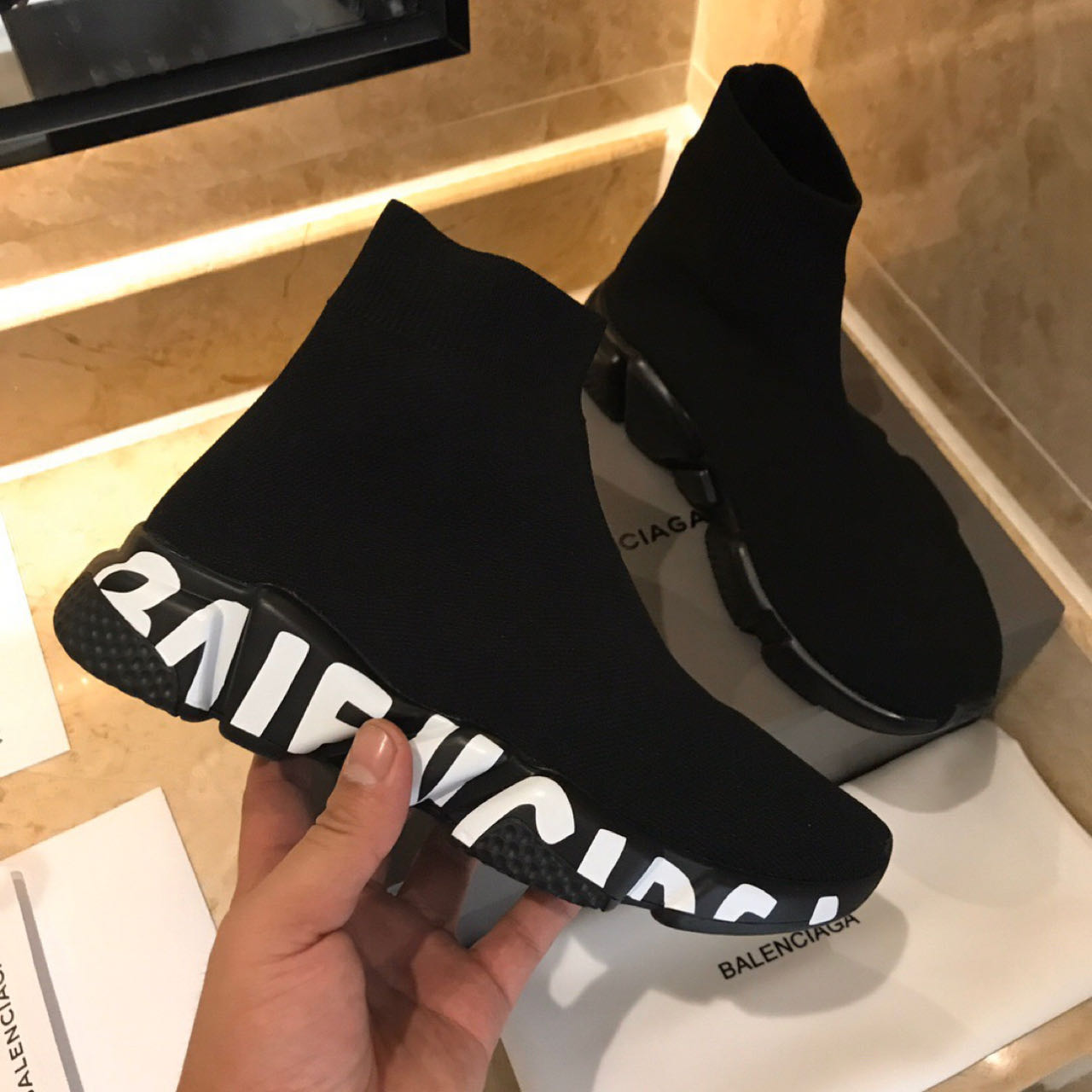Balenciaga Speed Sneaker In Black  - FashionPlug