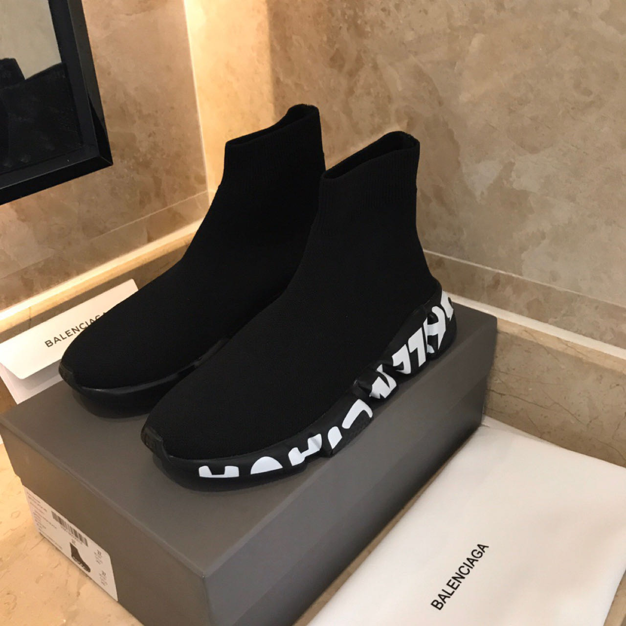 Balenciaga Speed Sneaker In Black  - FashionPlug