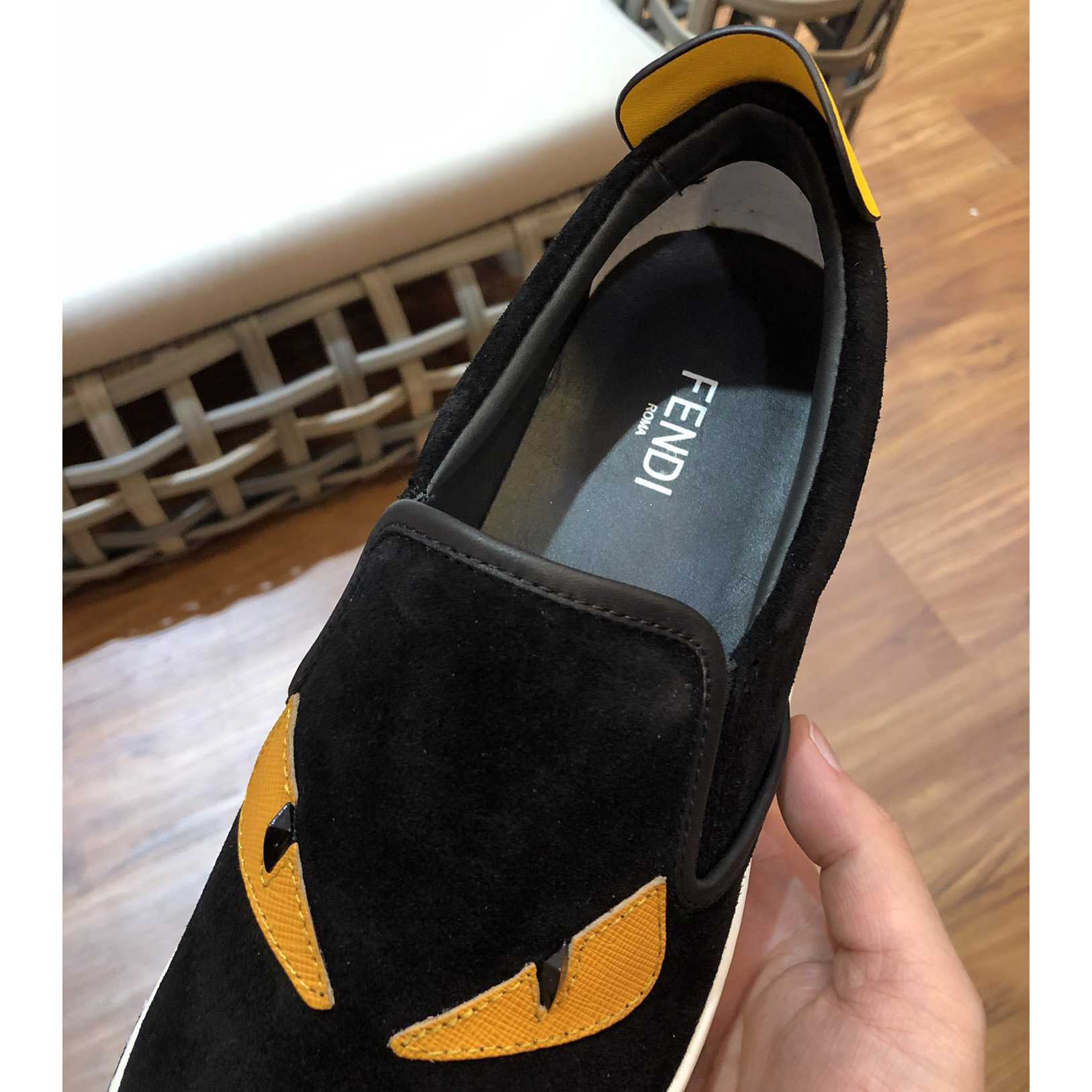 Fendi Men's Black Loafer Monster Eyes - FashionPlug