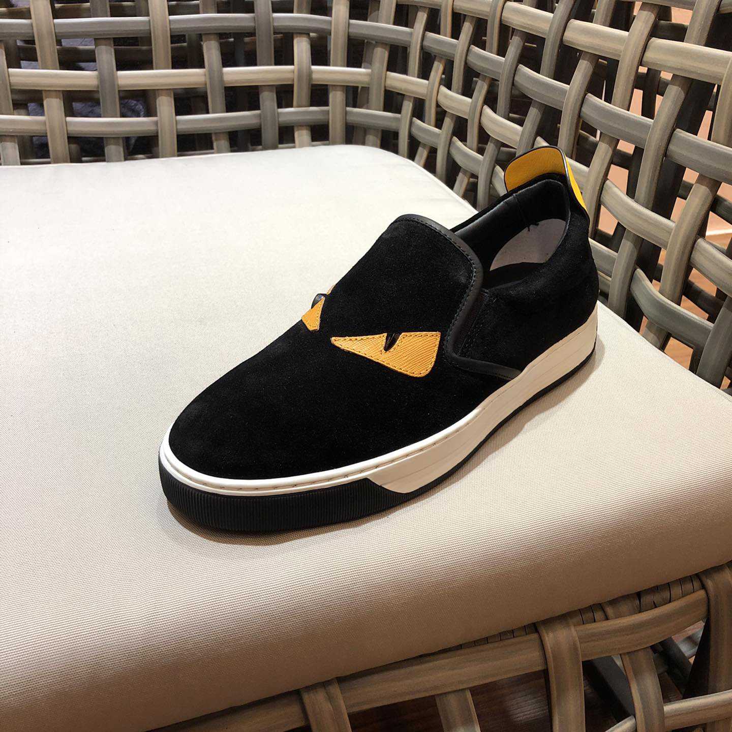 Fendi Men's Black Loafer Monster Eyes - FashionPlug