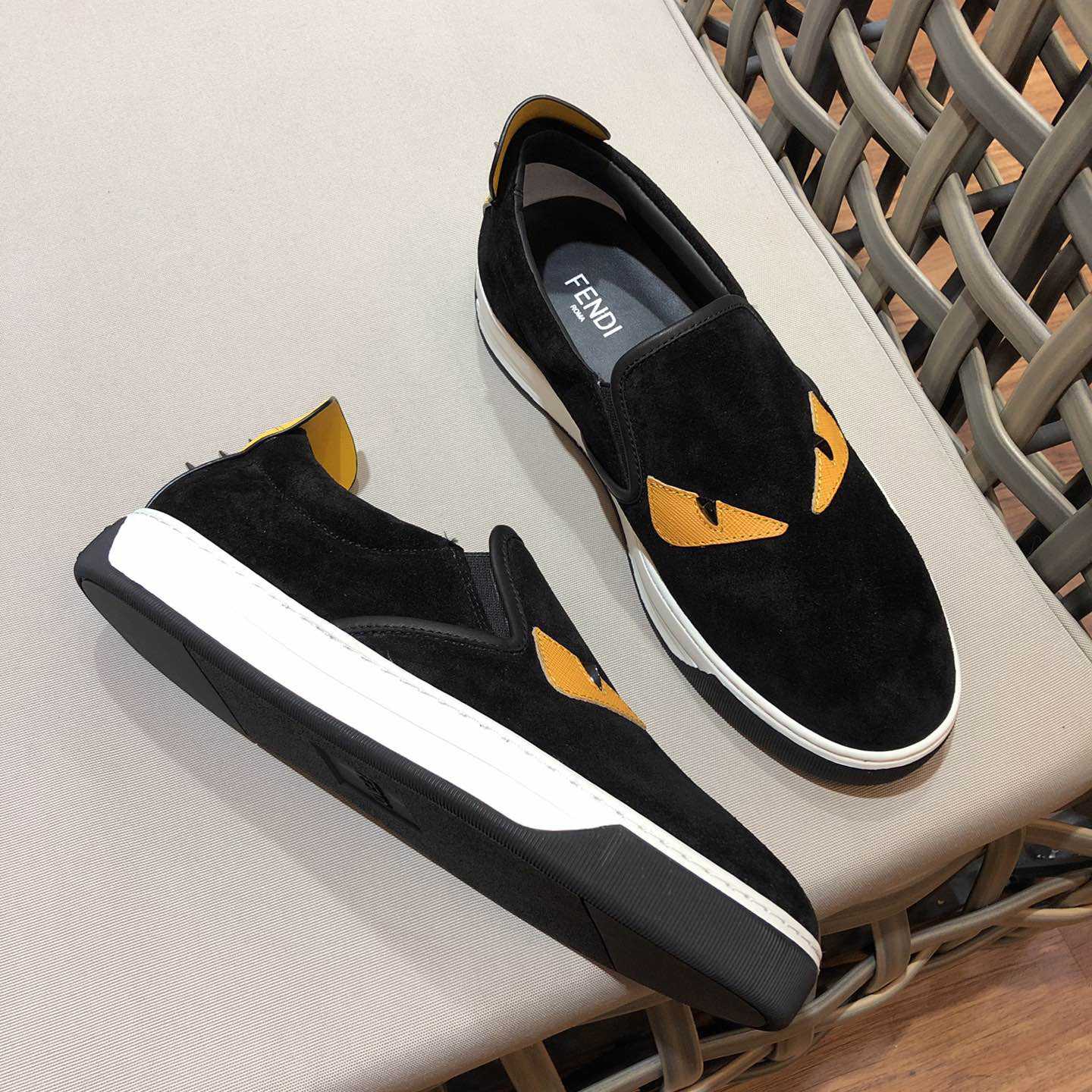 Fendi Men's Black Loafer Monster Eyes - FashionPlug